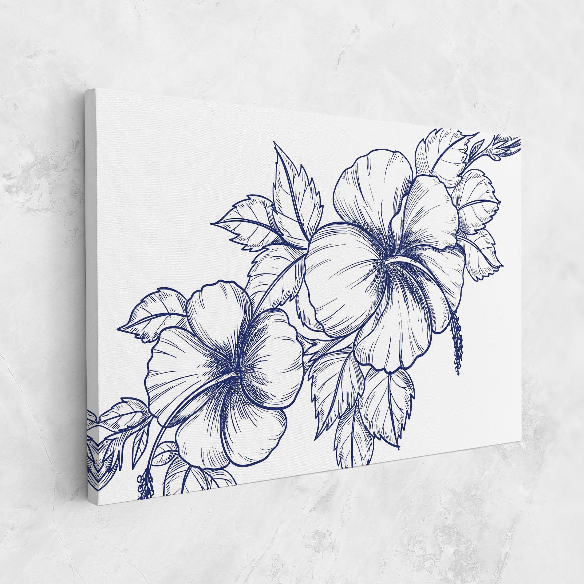 Vászonkép Dark Blue Line Flower mockup 1