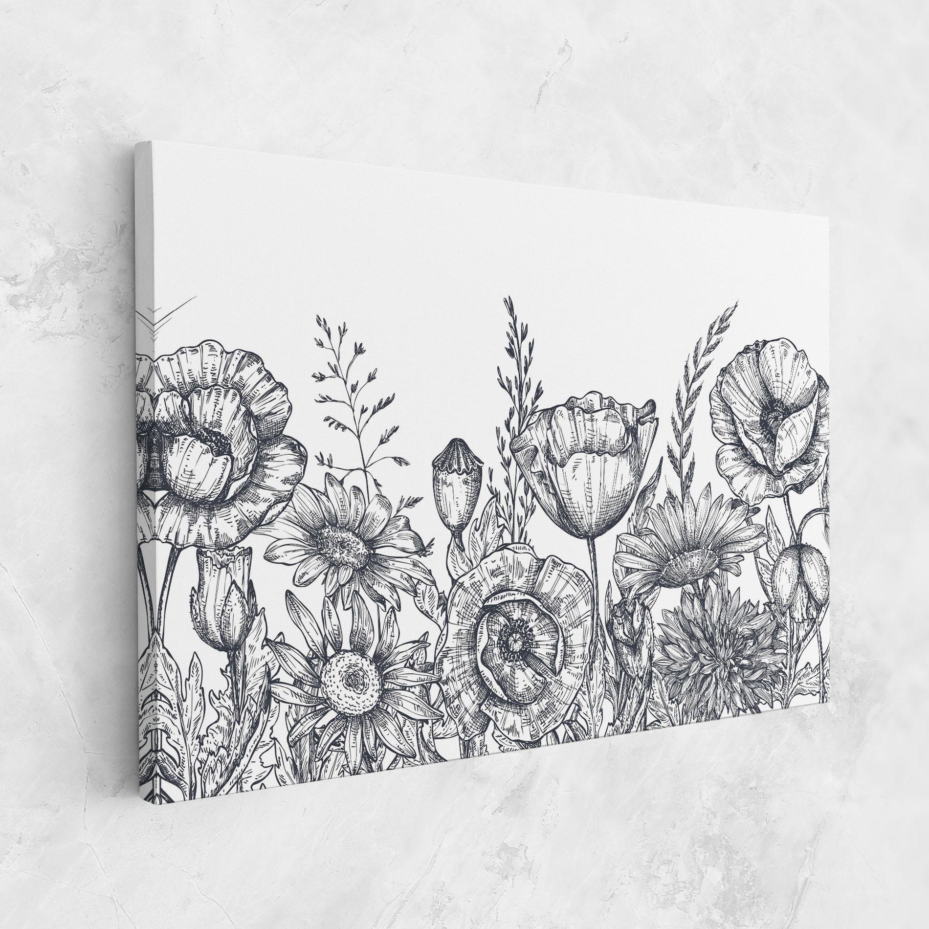 Vászonkép Flower Grey Line mockup 1