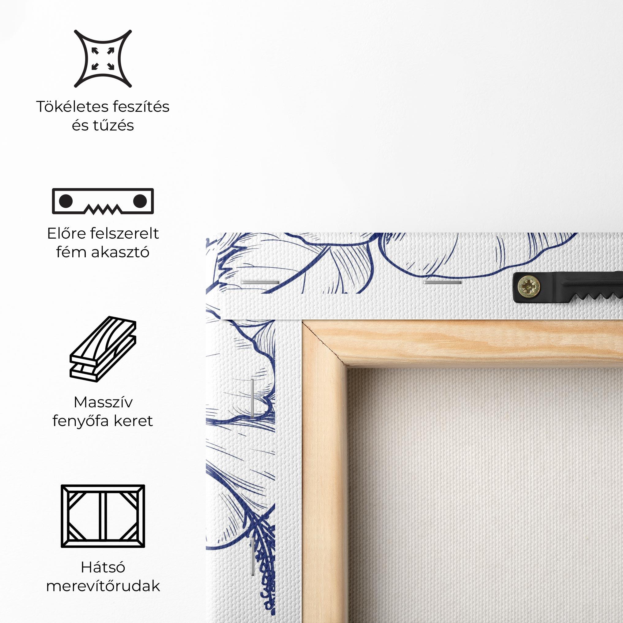 Vászonkép Dark Blue Line Flower mockup 5