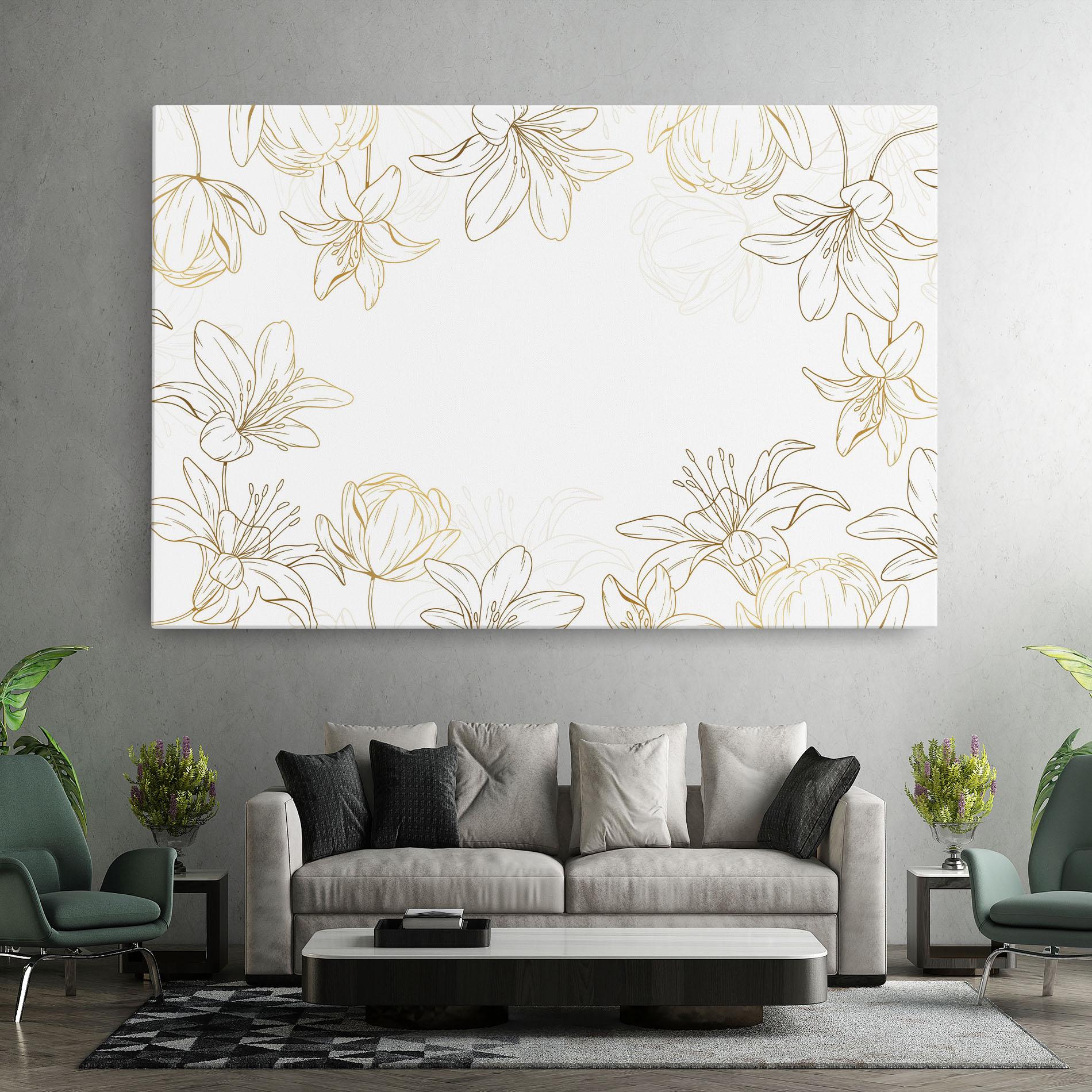 Vászonkép Gold Line Flower mockup 7
