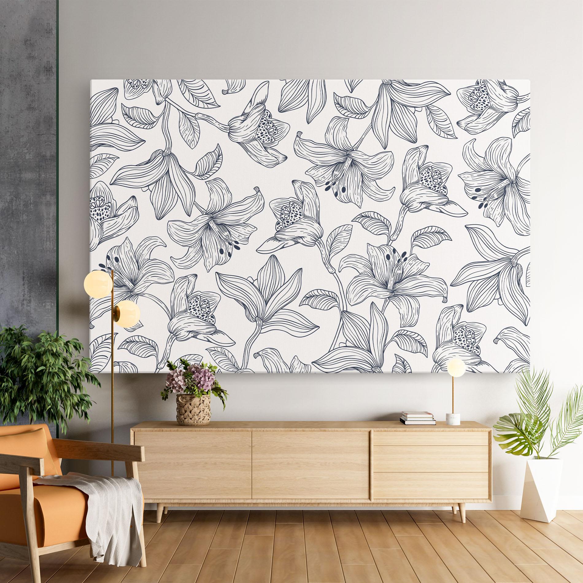 Vászonkép Blue Patern Flower mockup 9