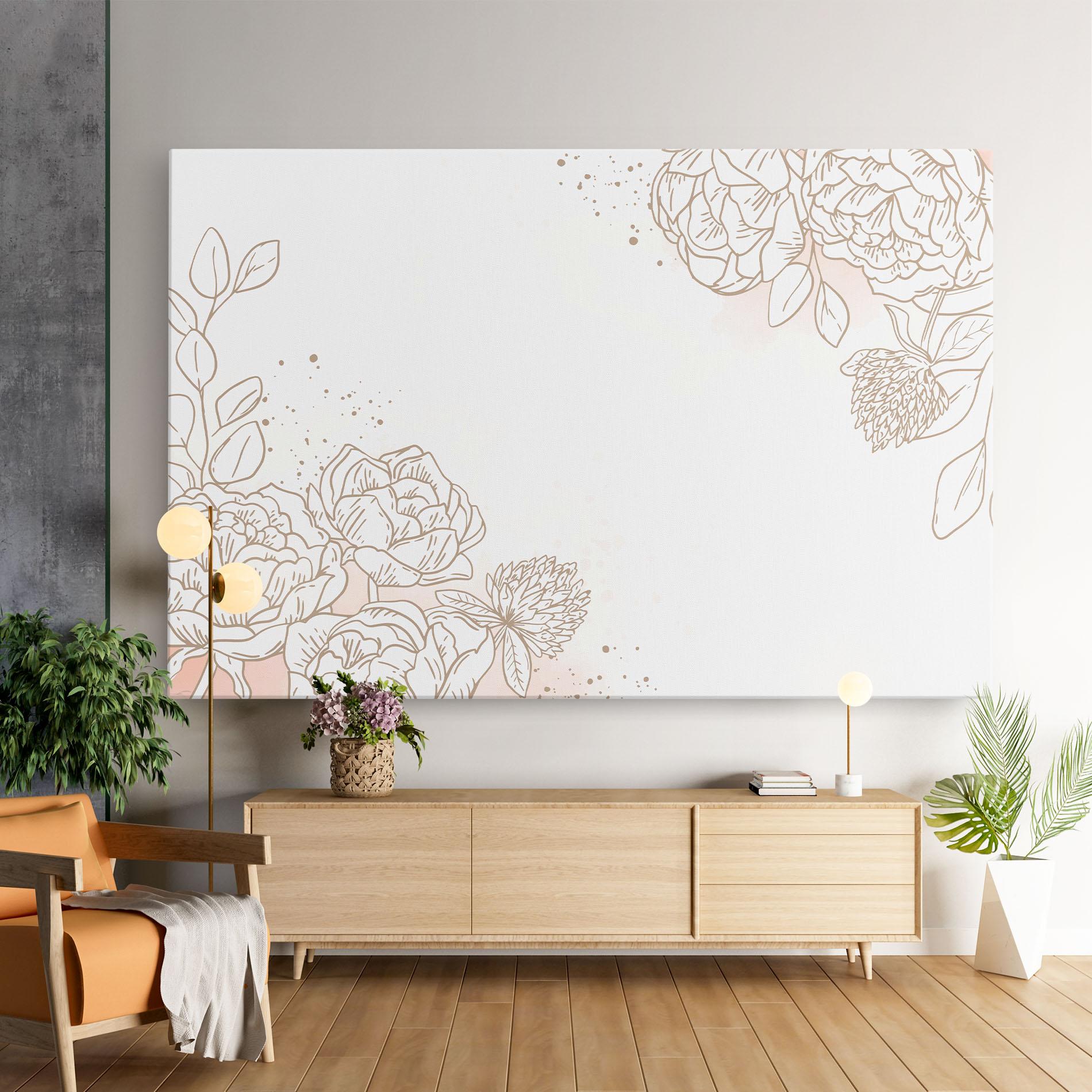 Vászonkép Cream Line Flower mockup 9