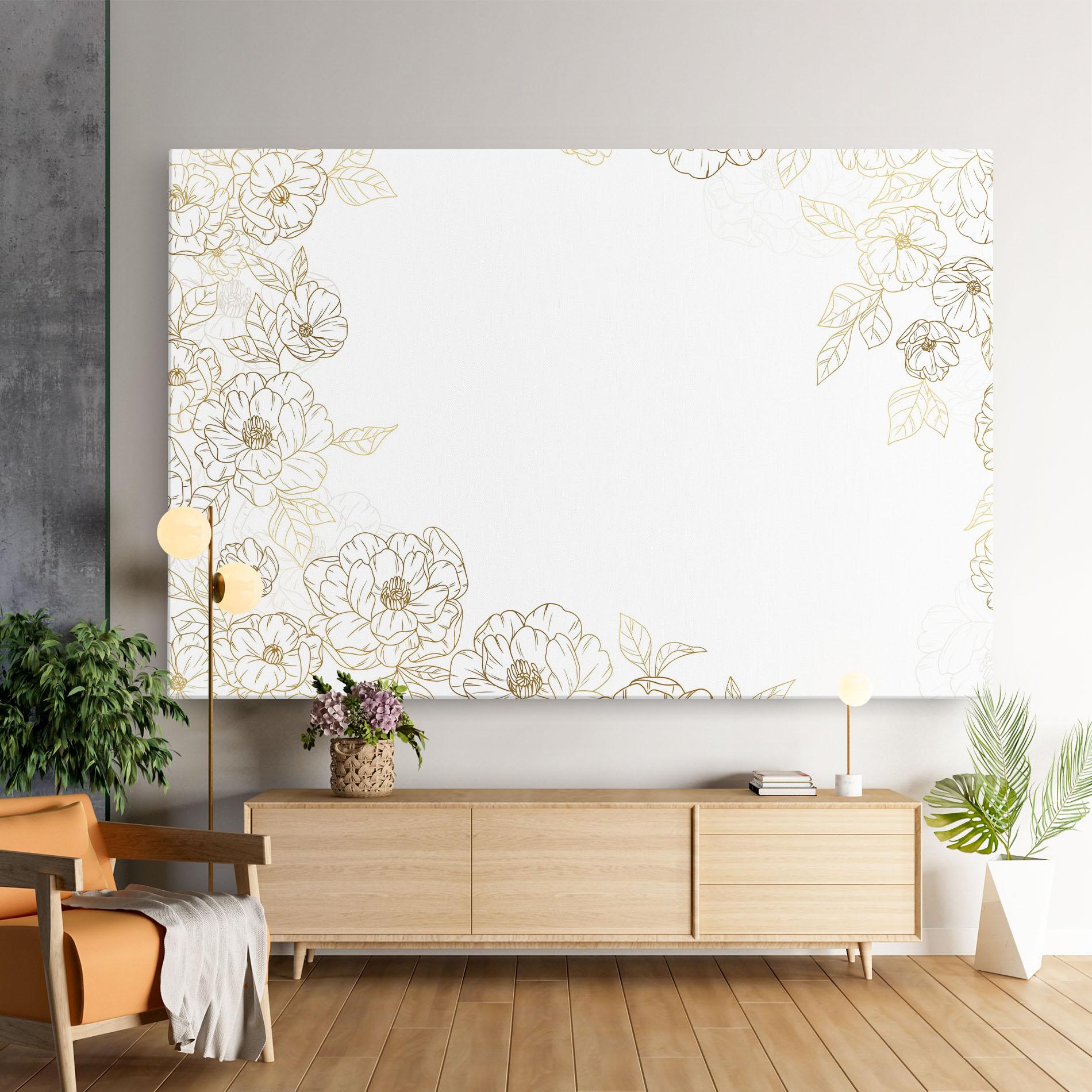 Vászonkép Flower Gold Line mockup 9