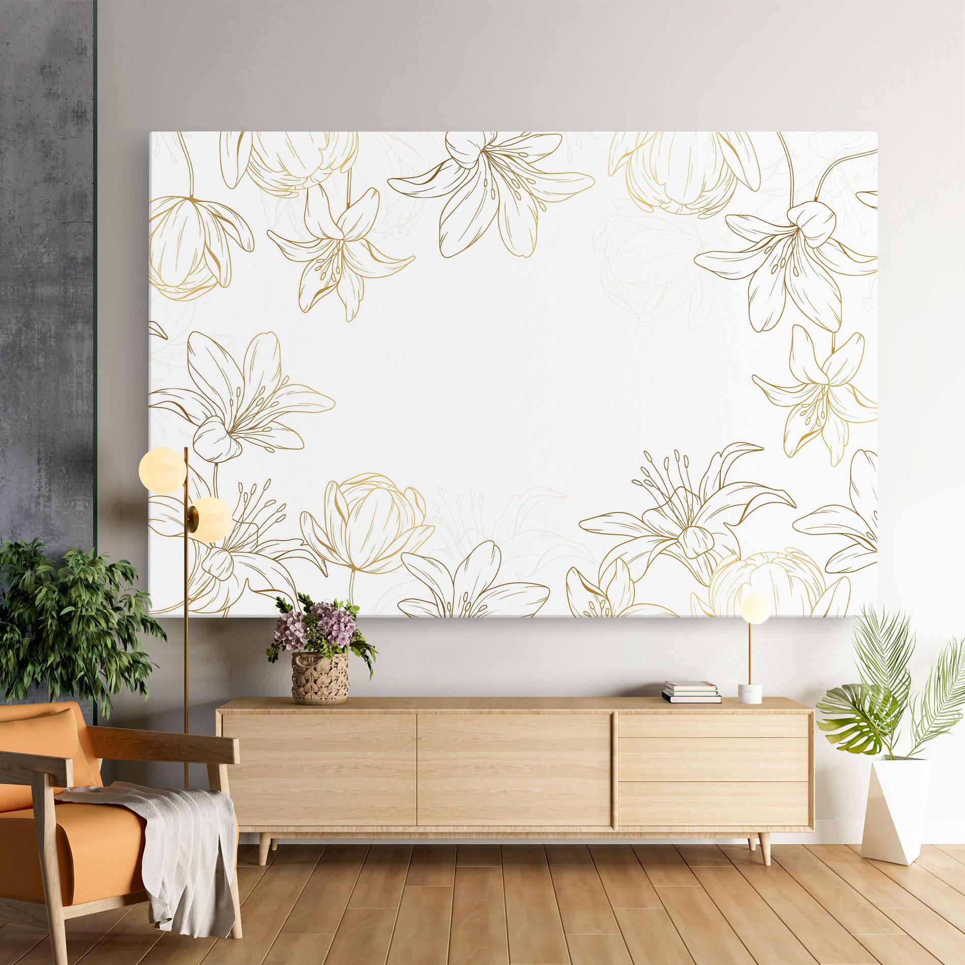 Vászonkép Gold Line Flower mockup 9