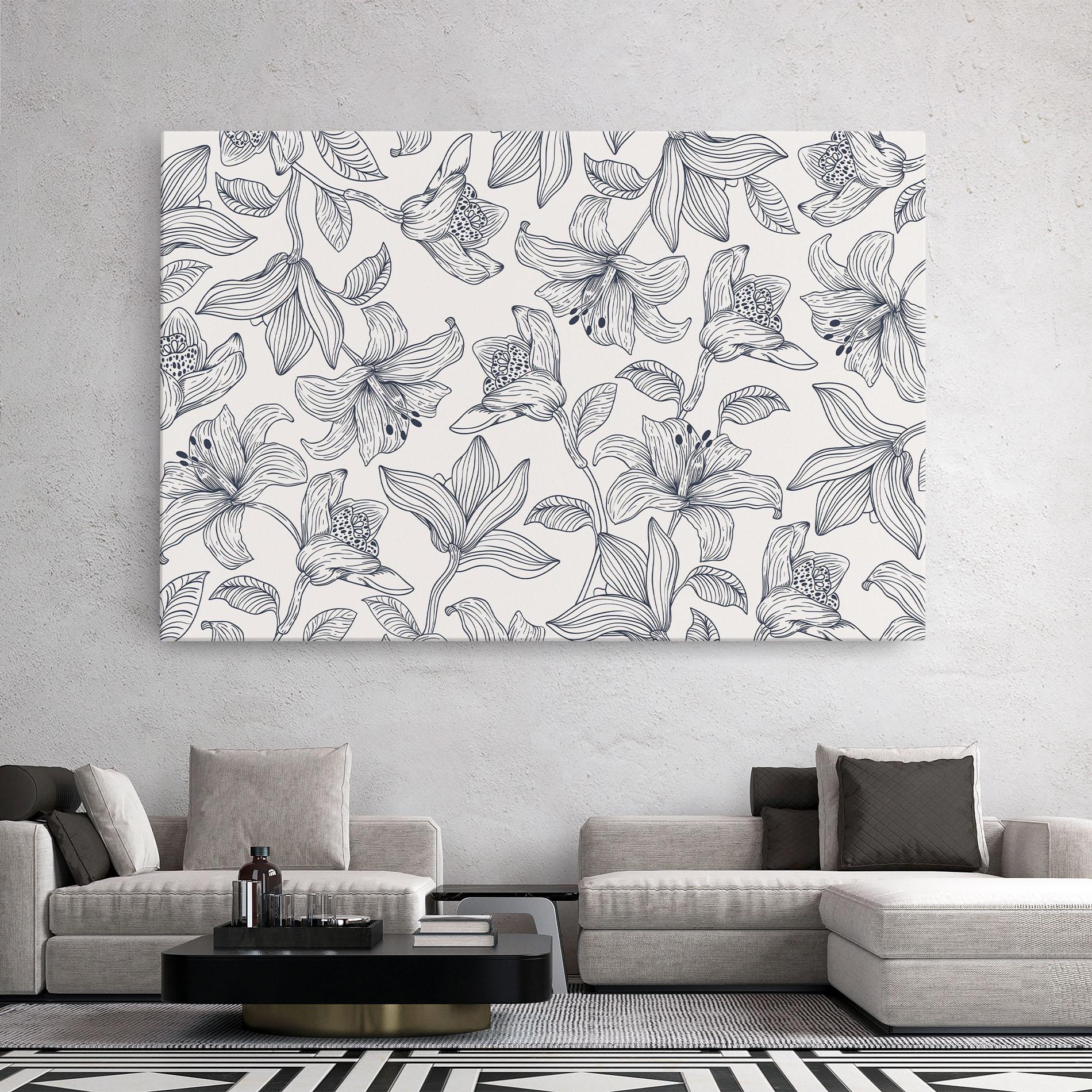 Vászonkép Blue Patern Flower mockup 2