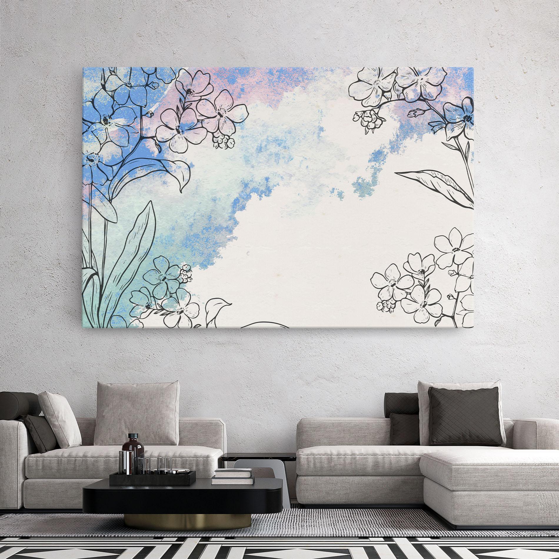 Vászonkép Blue Watercolor Flower mockup 2