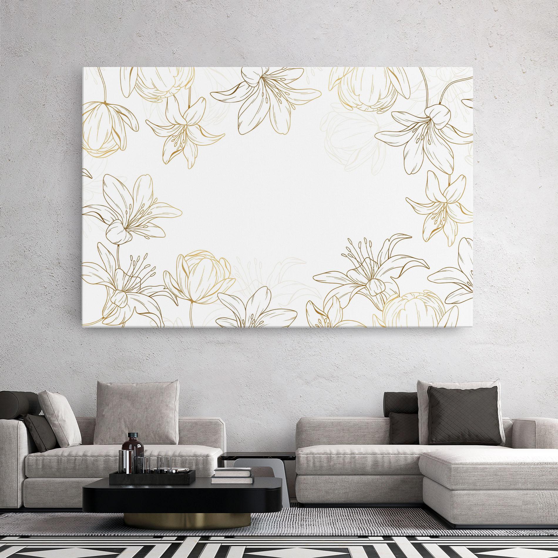 Vászonkép Gold Line Flower mockup 2