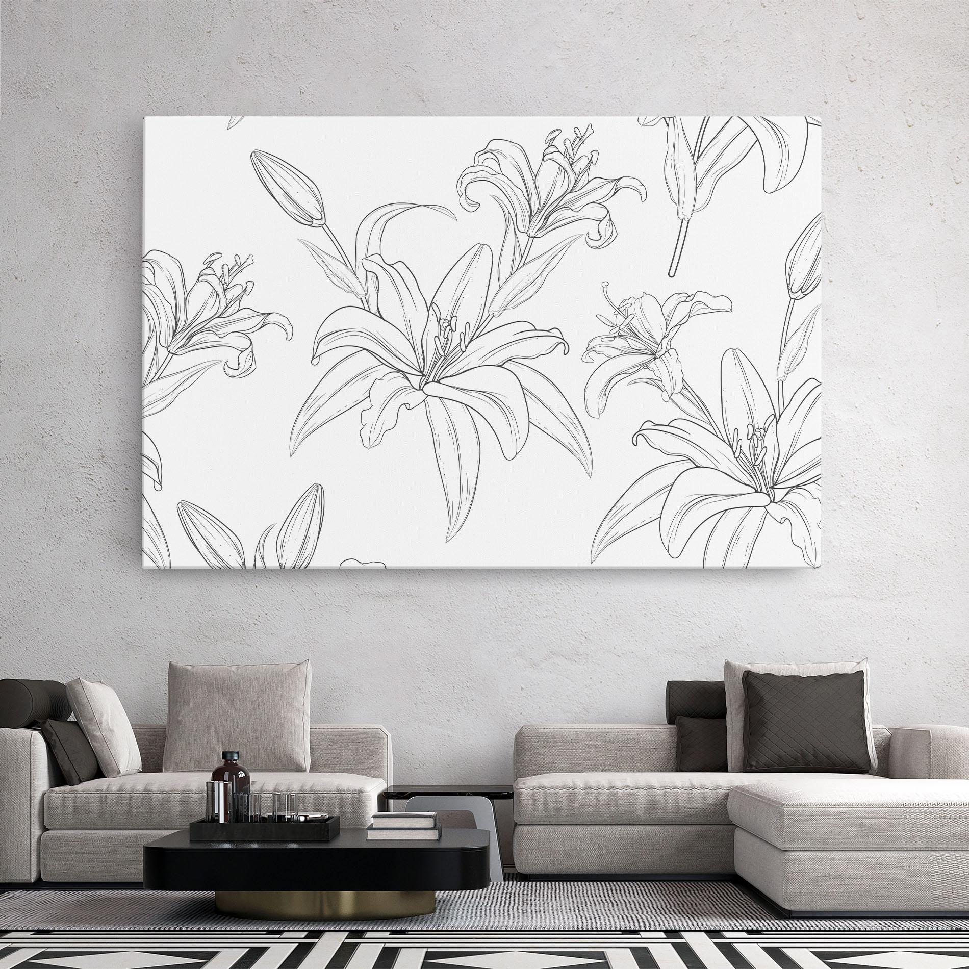 Vászonkép Grey Line Flower mockup 2