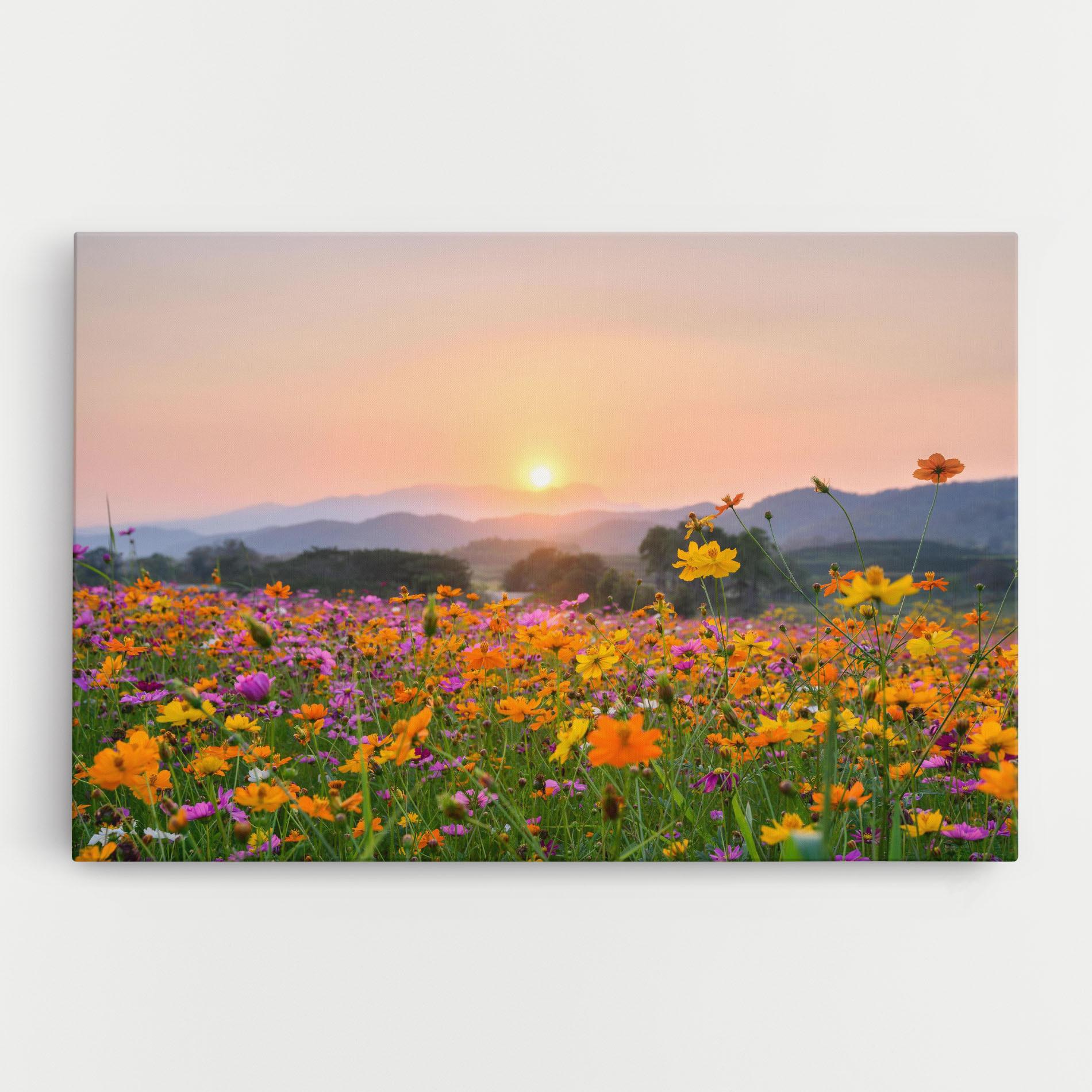 Vászonkép Sunset Mountain Flowerf mockup 0
