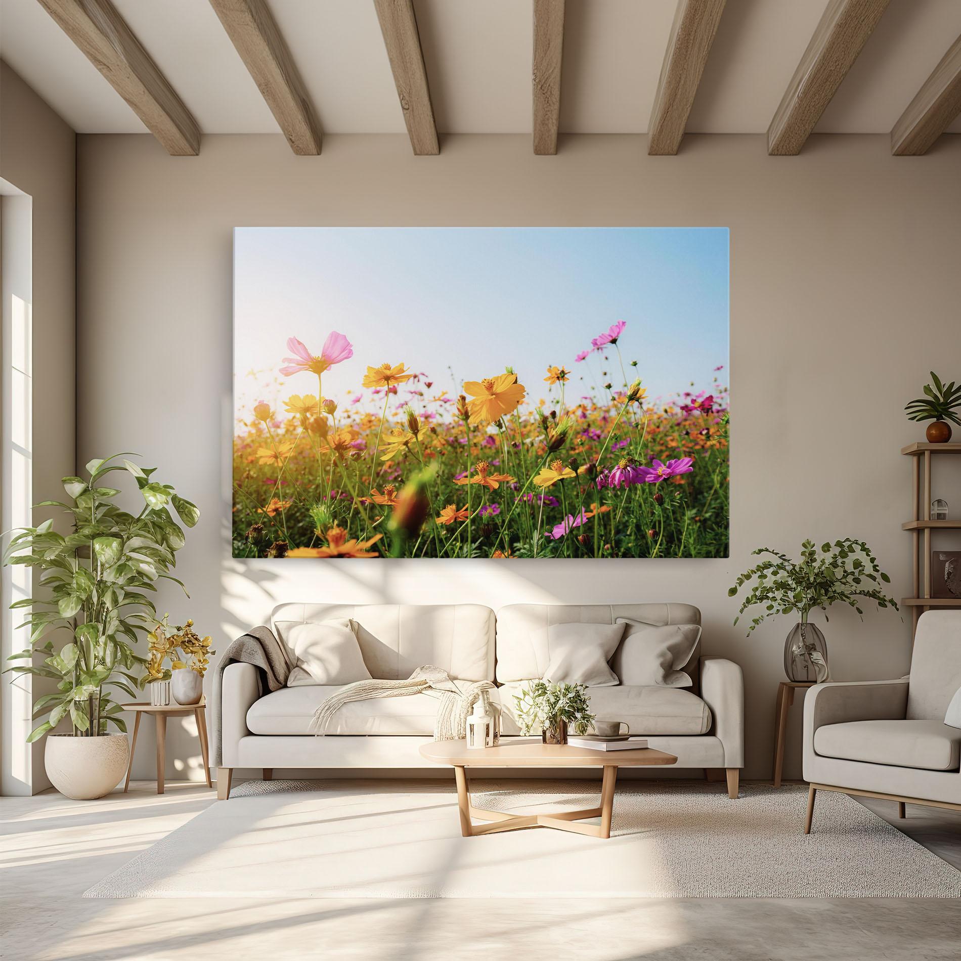 Vászonkép Cosmos Field Sunset mockup 6