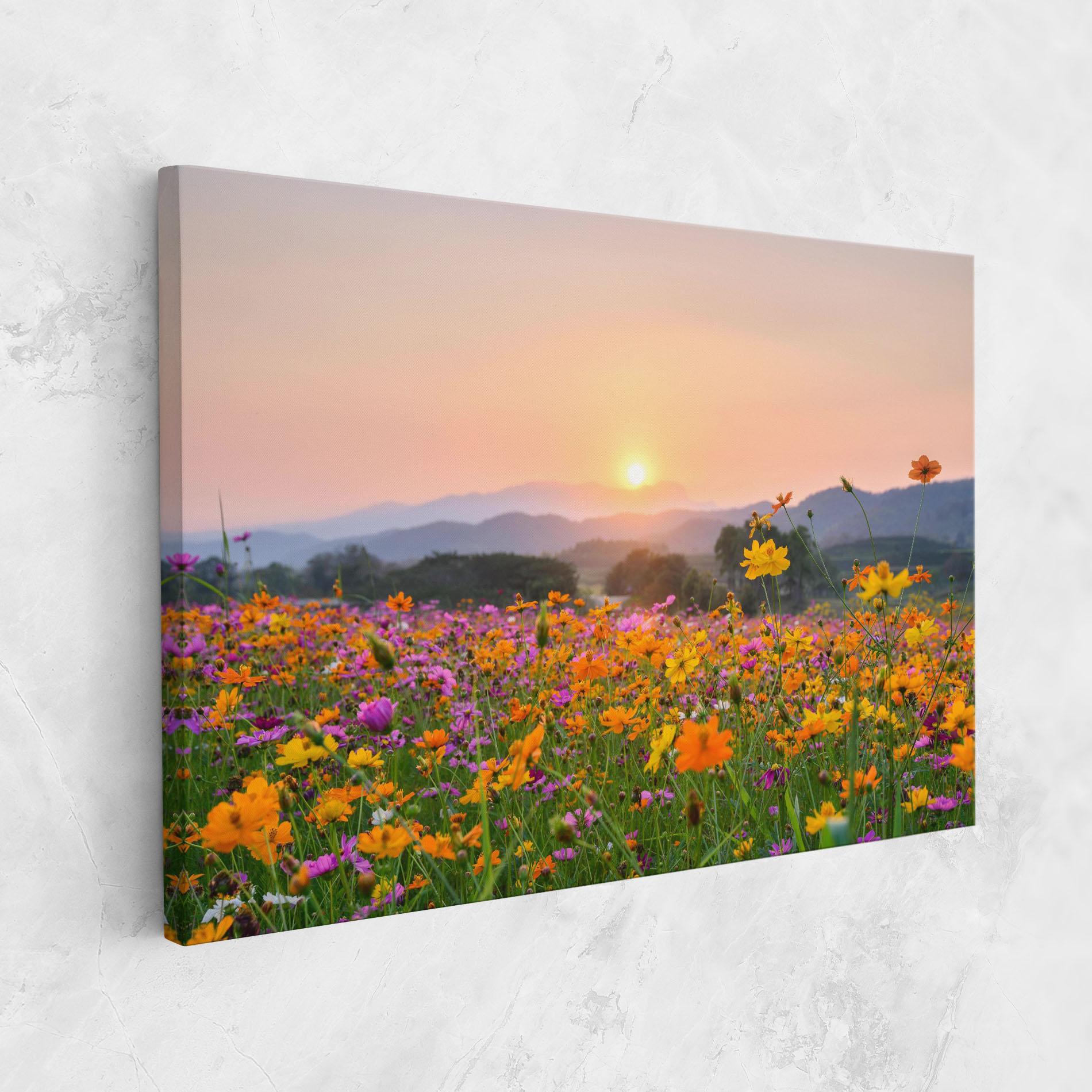 Vászonkép Sunset Mountain Flowerf mockup 1