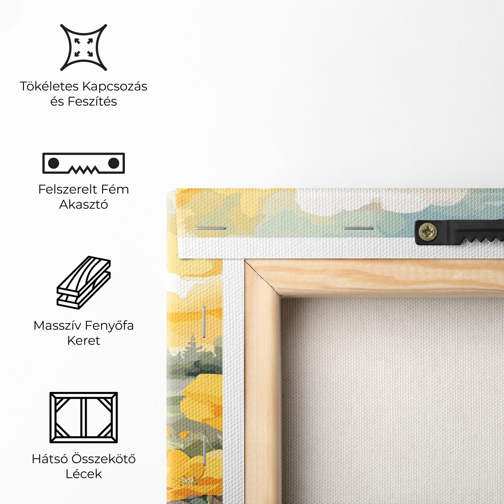 Vászonkép Vector_nature_landscape_with_beautiful_yellow_flowers_watercolor mockup 5