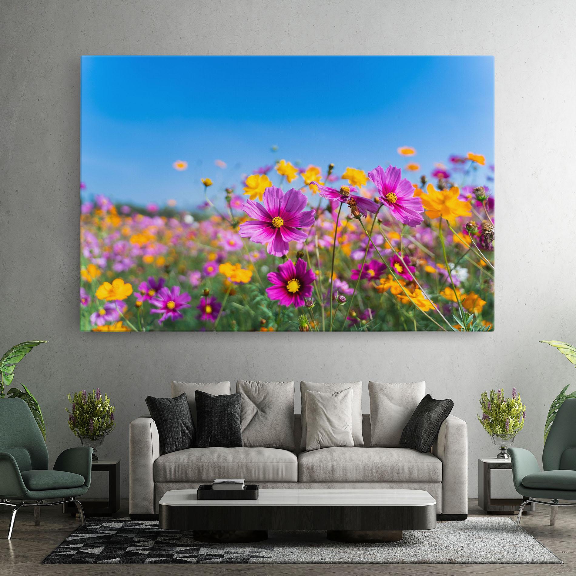Vászonkép Cosmos Flowers Grassland mockup 7