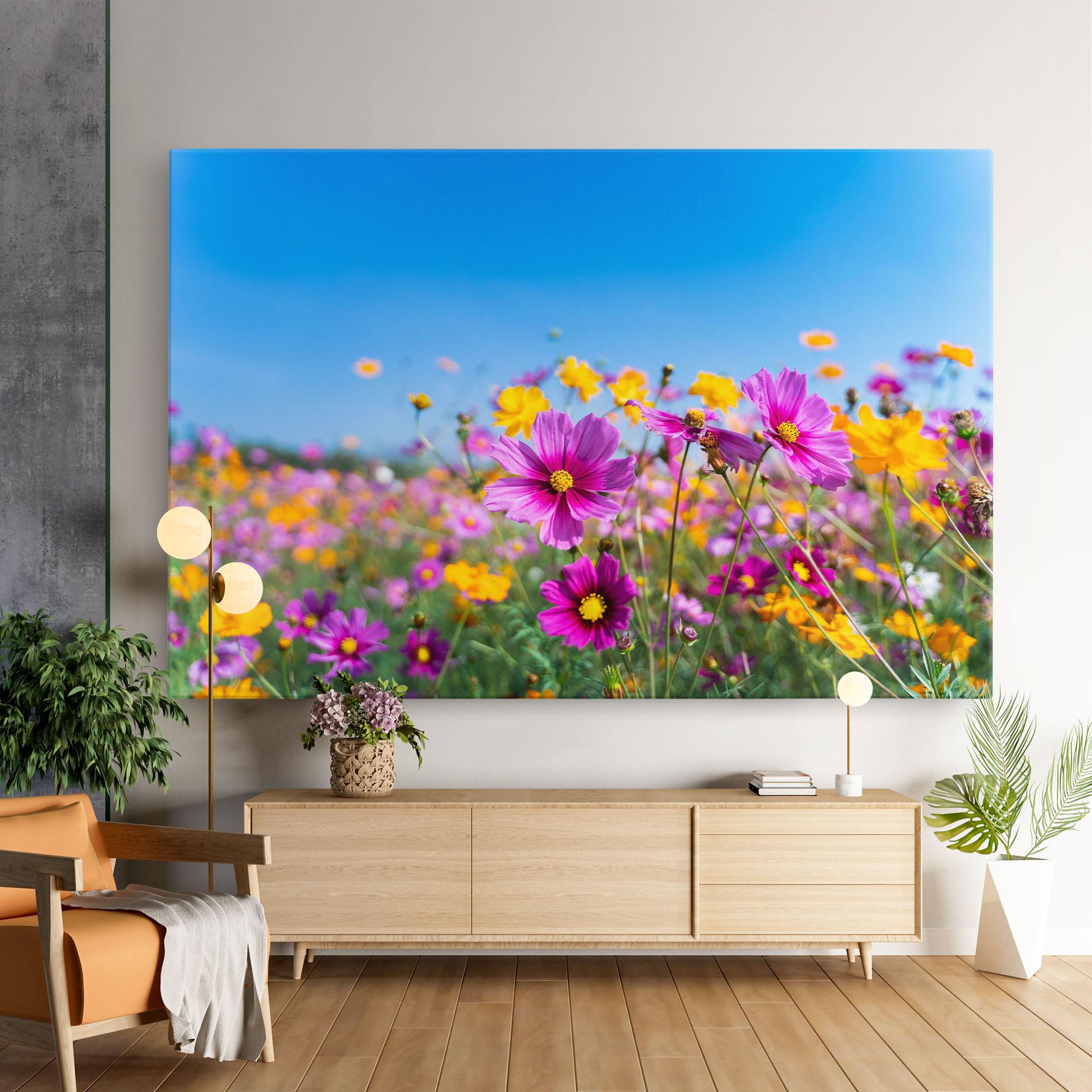 Vászonkép Cosmos Flowers Grassland mockup 9