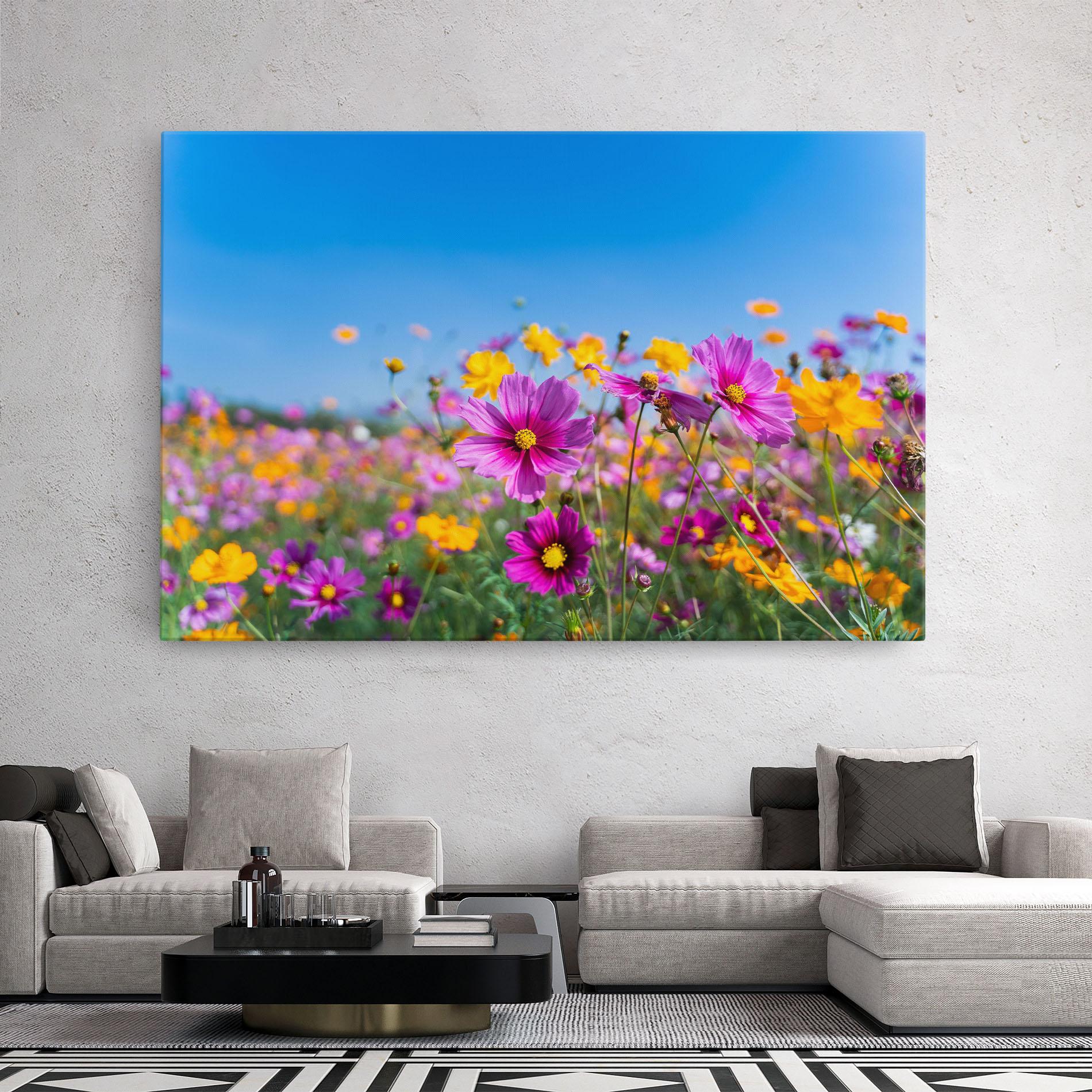 Vászonkép Cosmos Flowers Grassland mockup 2