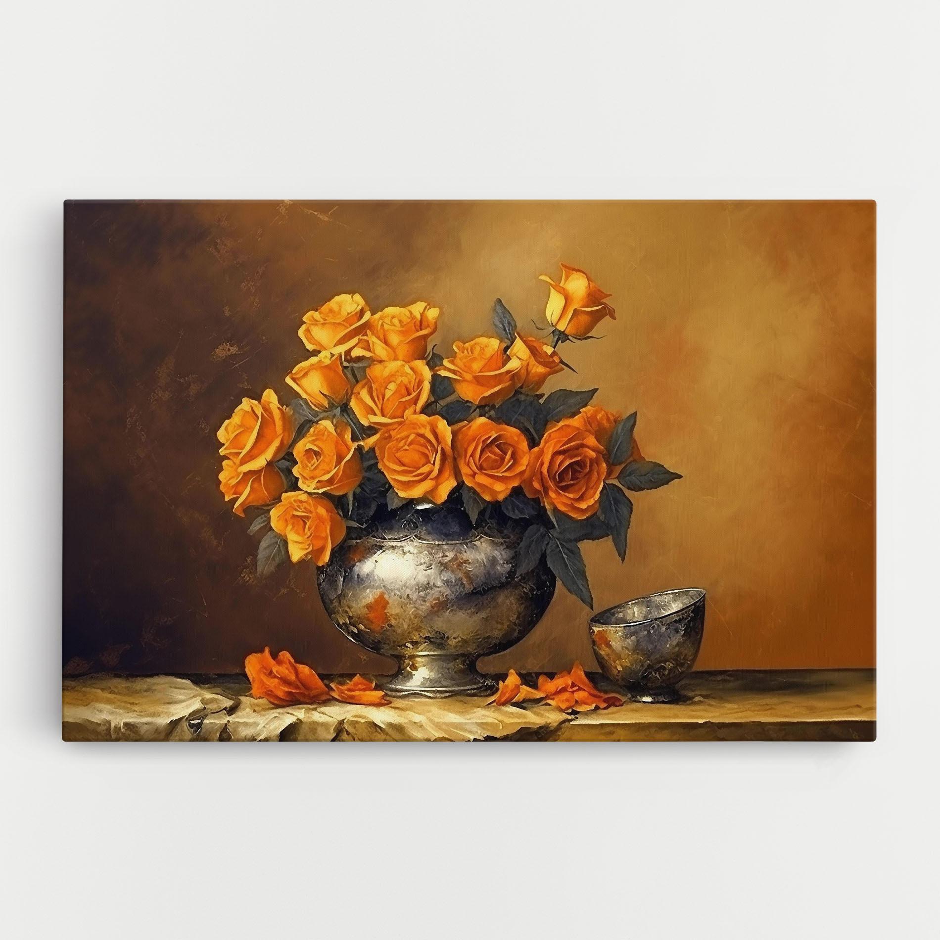 Vászonkép Orange Rose Vase mockup 0