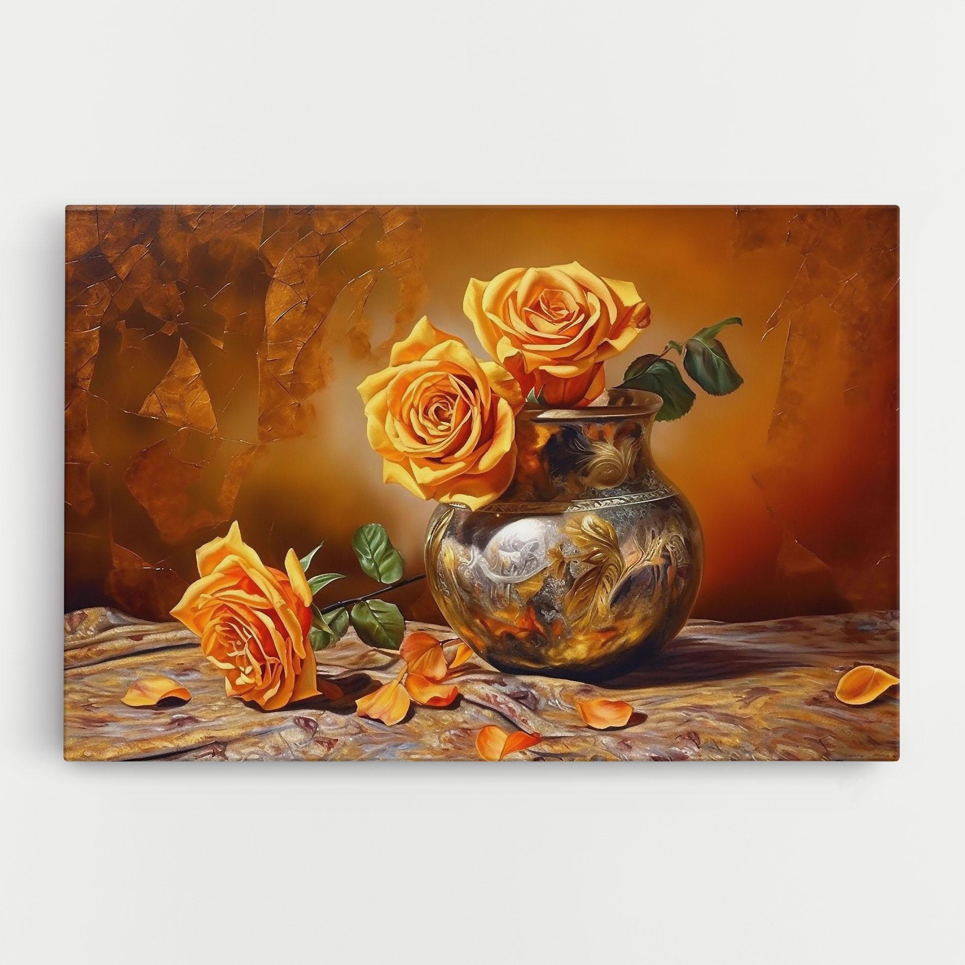 Vászonkép Orange Roses Vase mockup 0