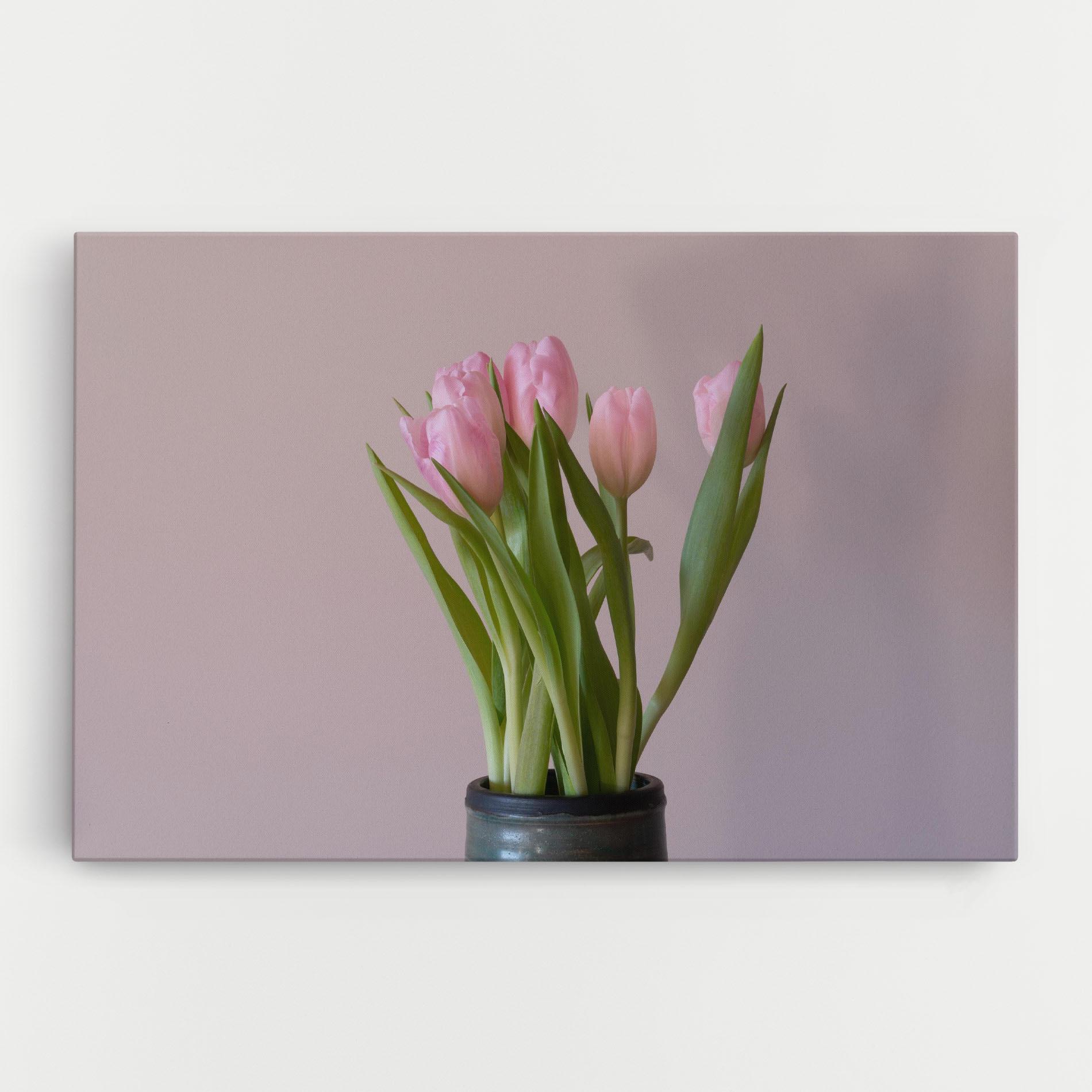 Vászonkép Pink Tulips Vase mockup 0