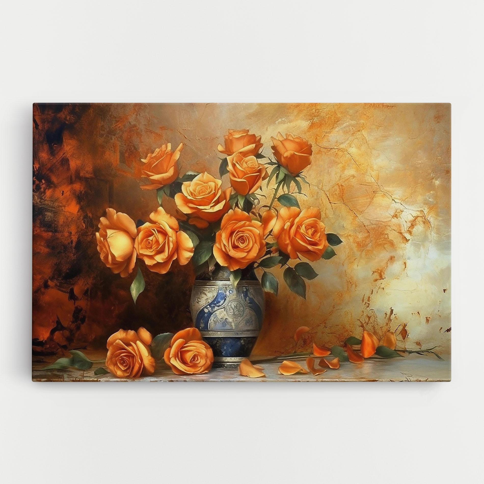 Vászonkép Pretty Orange Rose Vase mockup 0