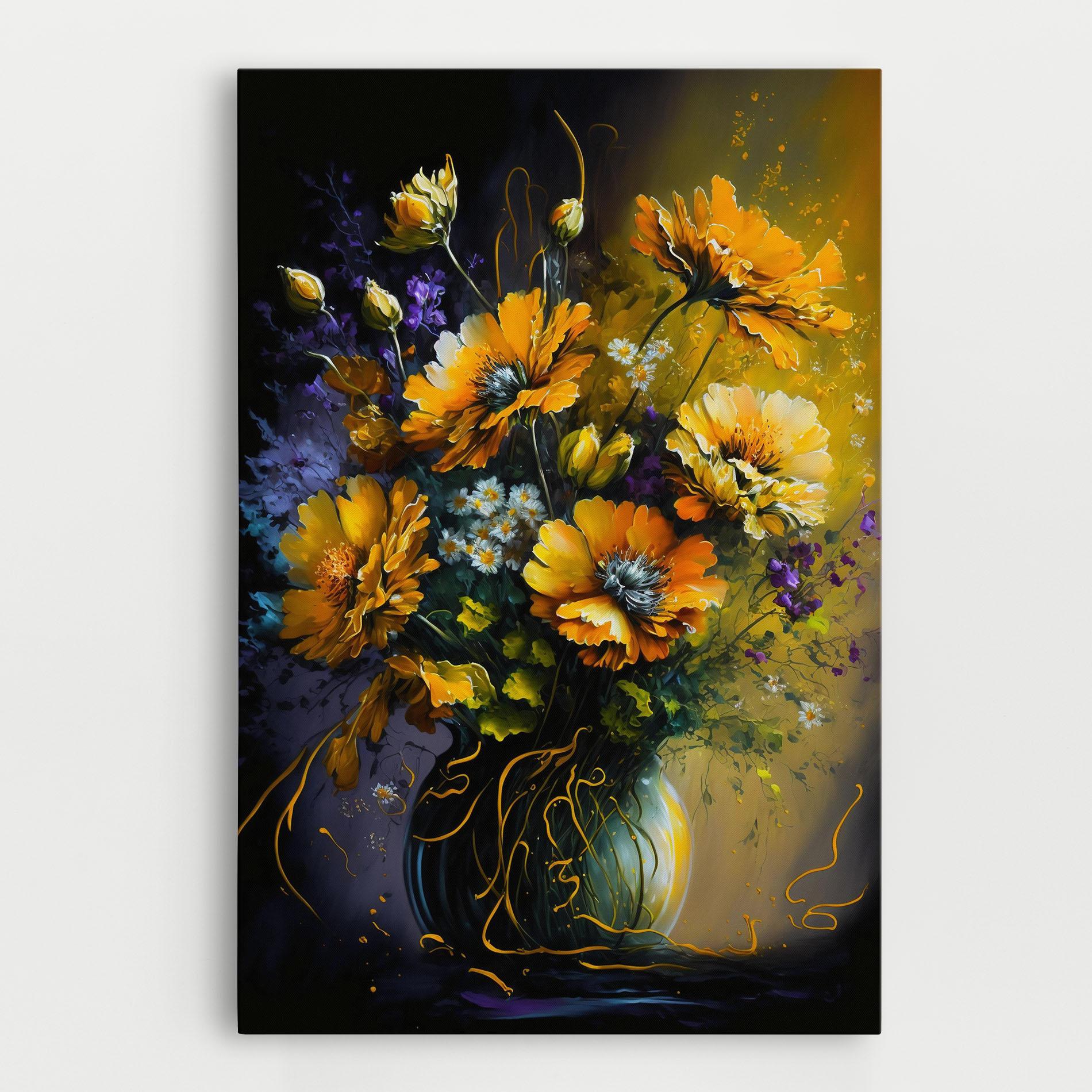 Vászonkép Yellow Flower Art Vase mockup 0