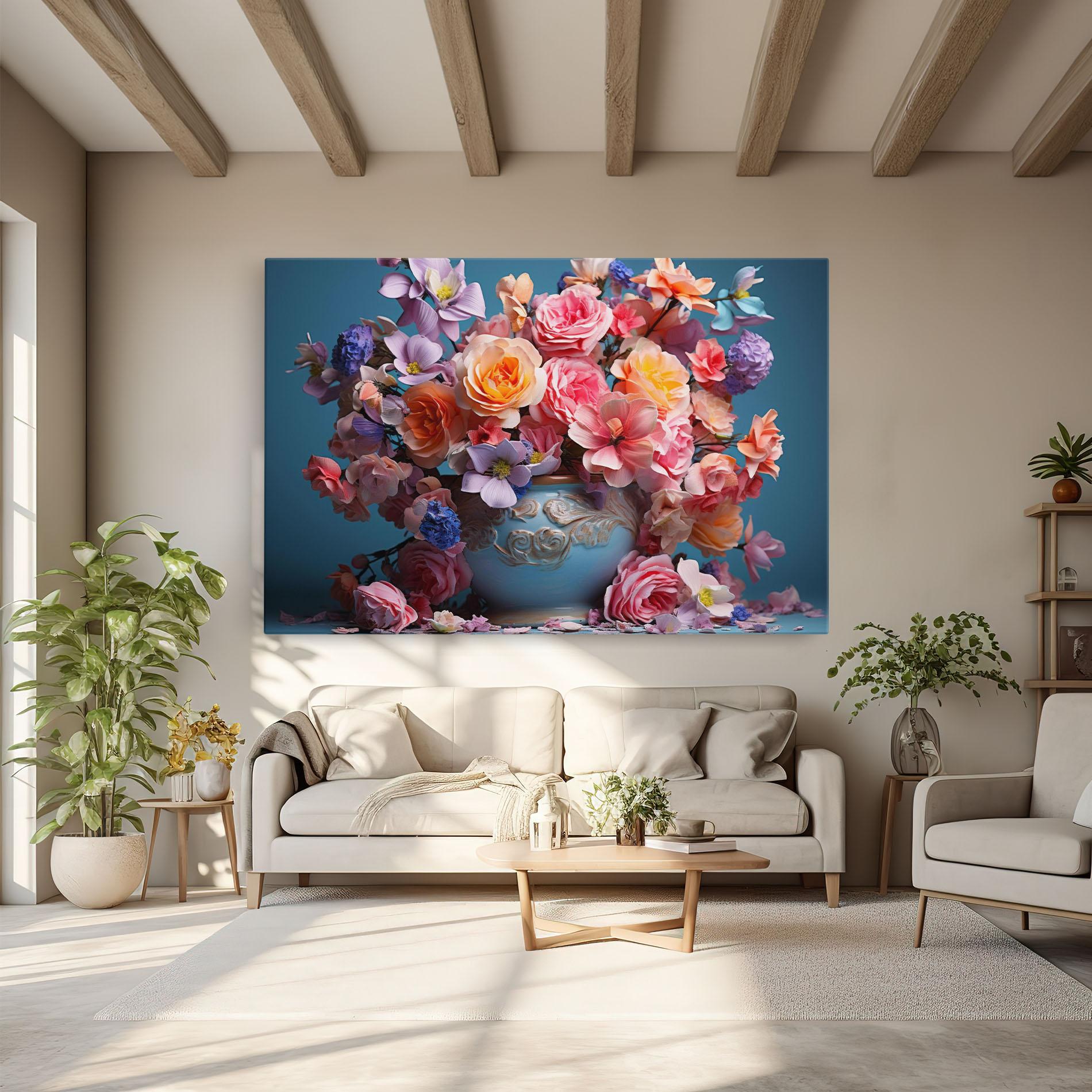 Vászonkép Blue Vase Flowers mockup 6