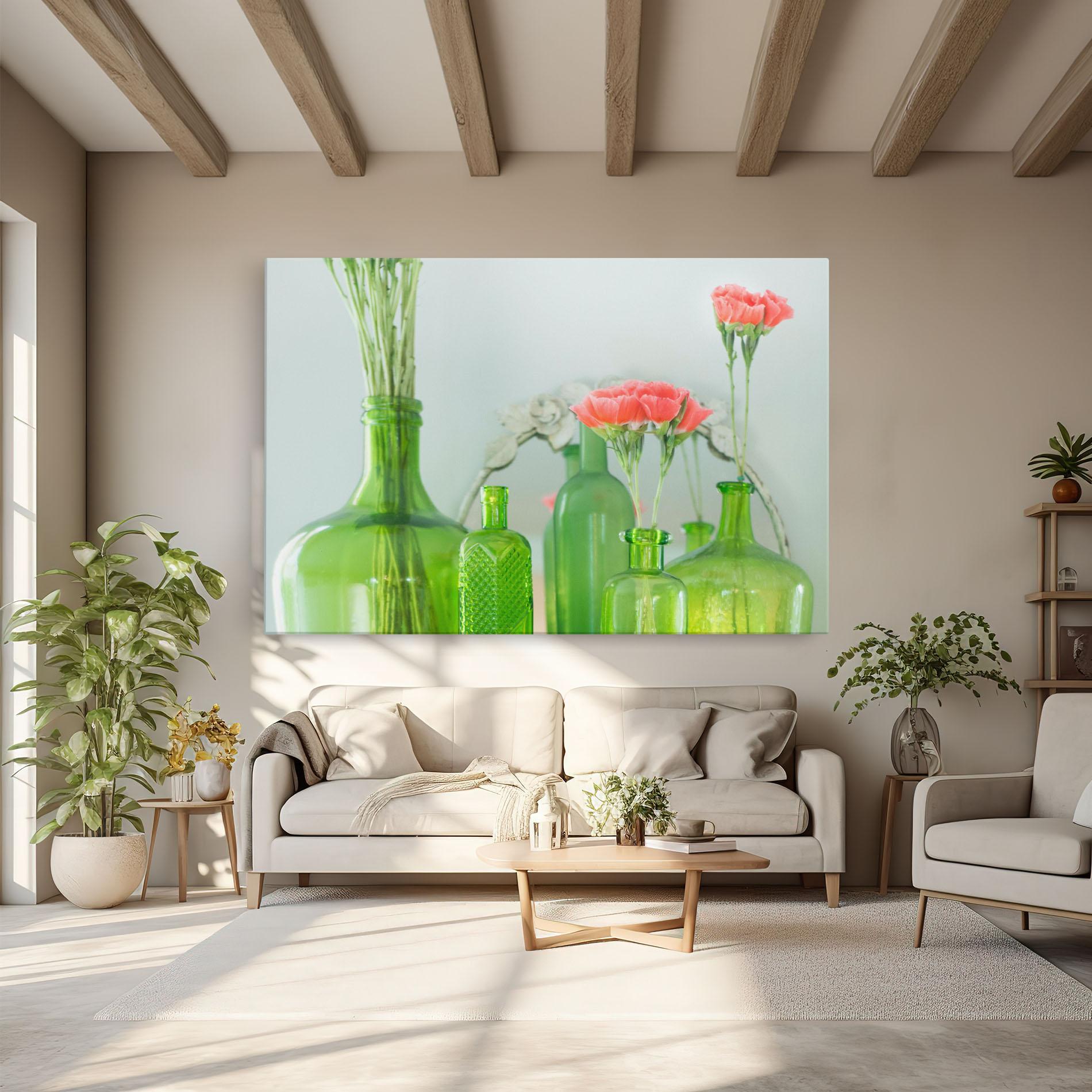 Vászonkép Green Vase Flowers mockup 6