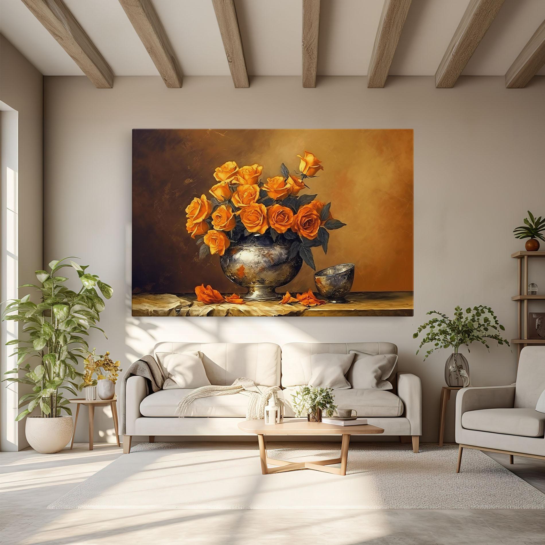 Vászonkép Orange Rose Vase mockup 6