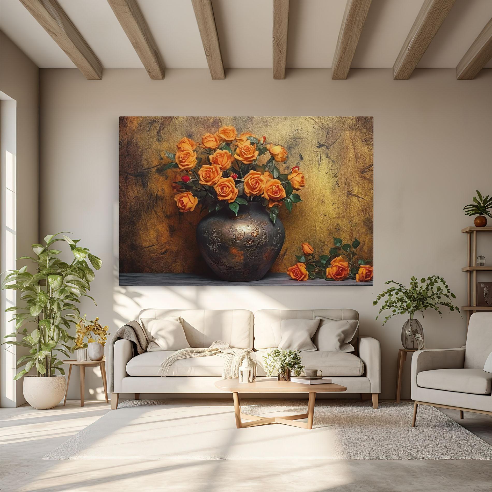 Vászonkép Orange Vintage Vase mockup 6