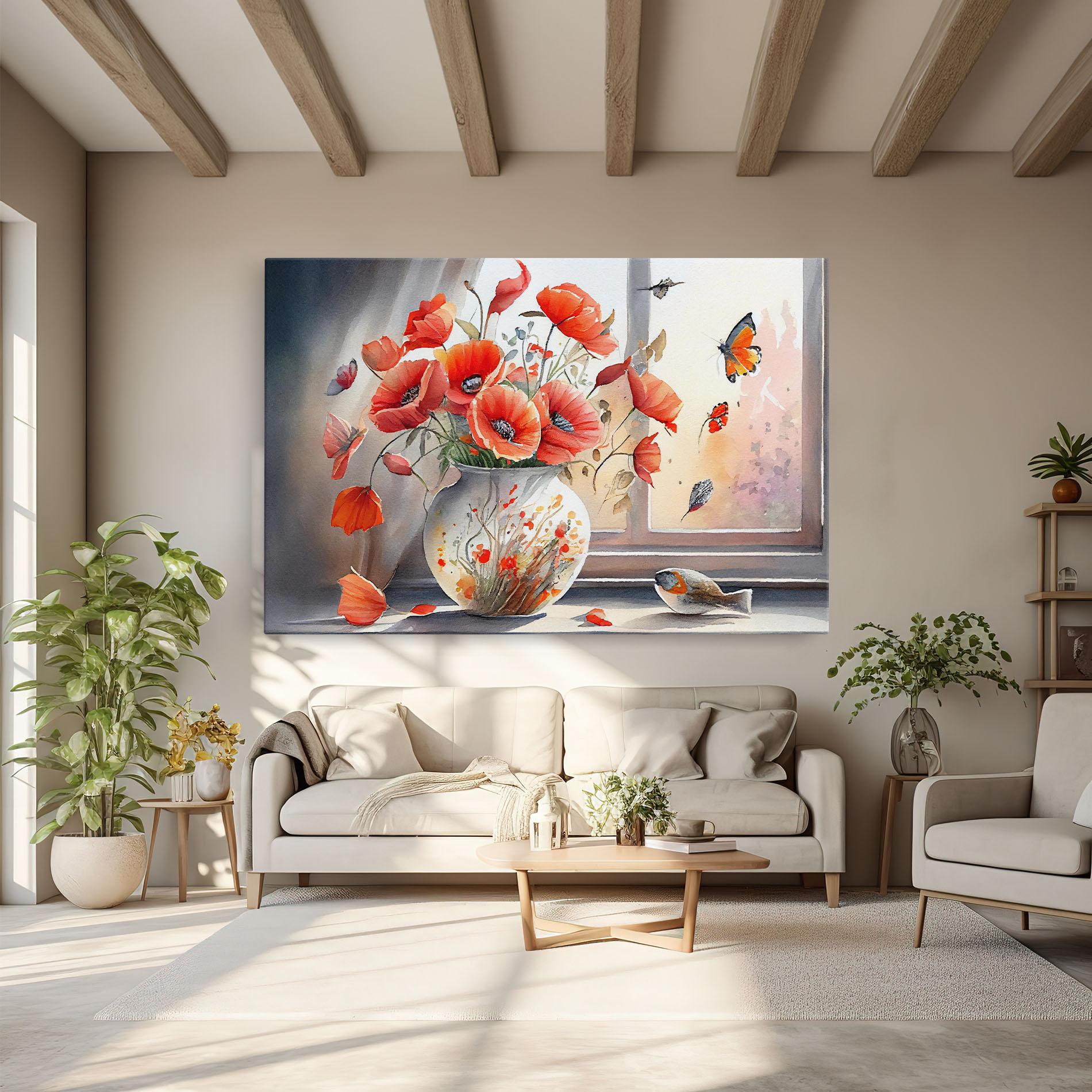 Vászonkép Poppies Vase mockup 6