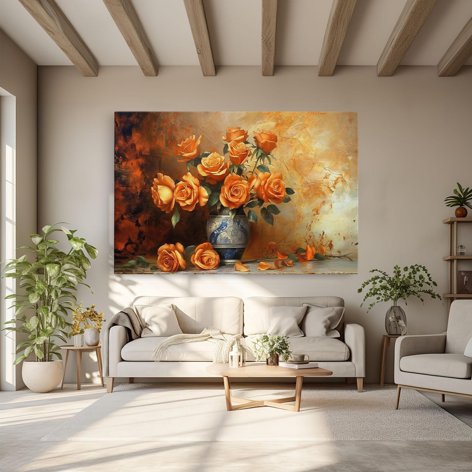 Vászonkép Pretty Orange Rose Vase mockup 6