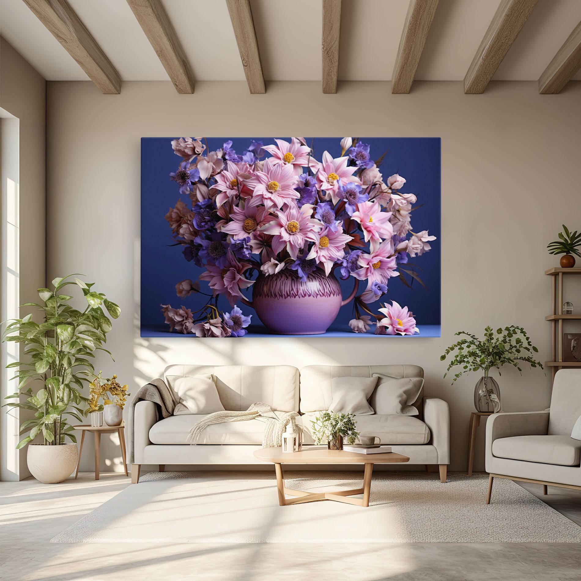 Vászonkép Purple Vase Flowers mockup 6