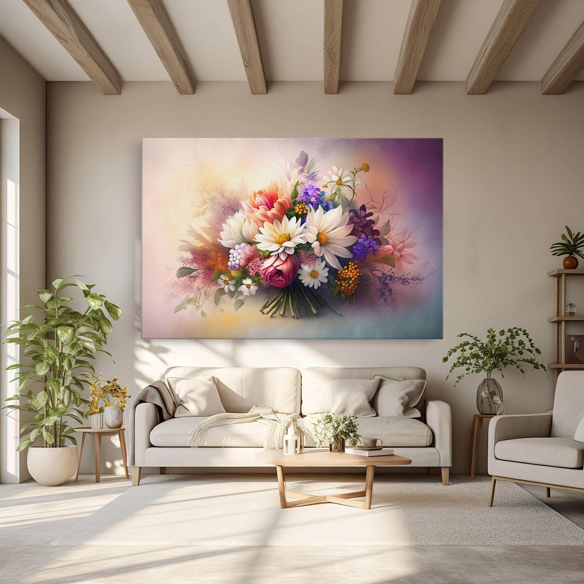 Vászonkép Vecteezy_ai Generated Bouquet Of Fresh Spring Flowers On Light_23373362_865 mockup 6