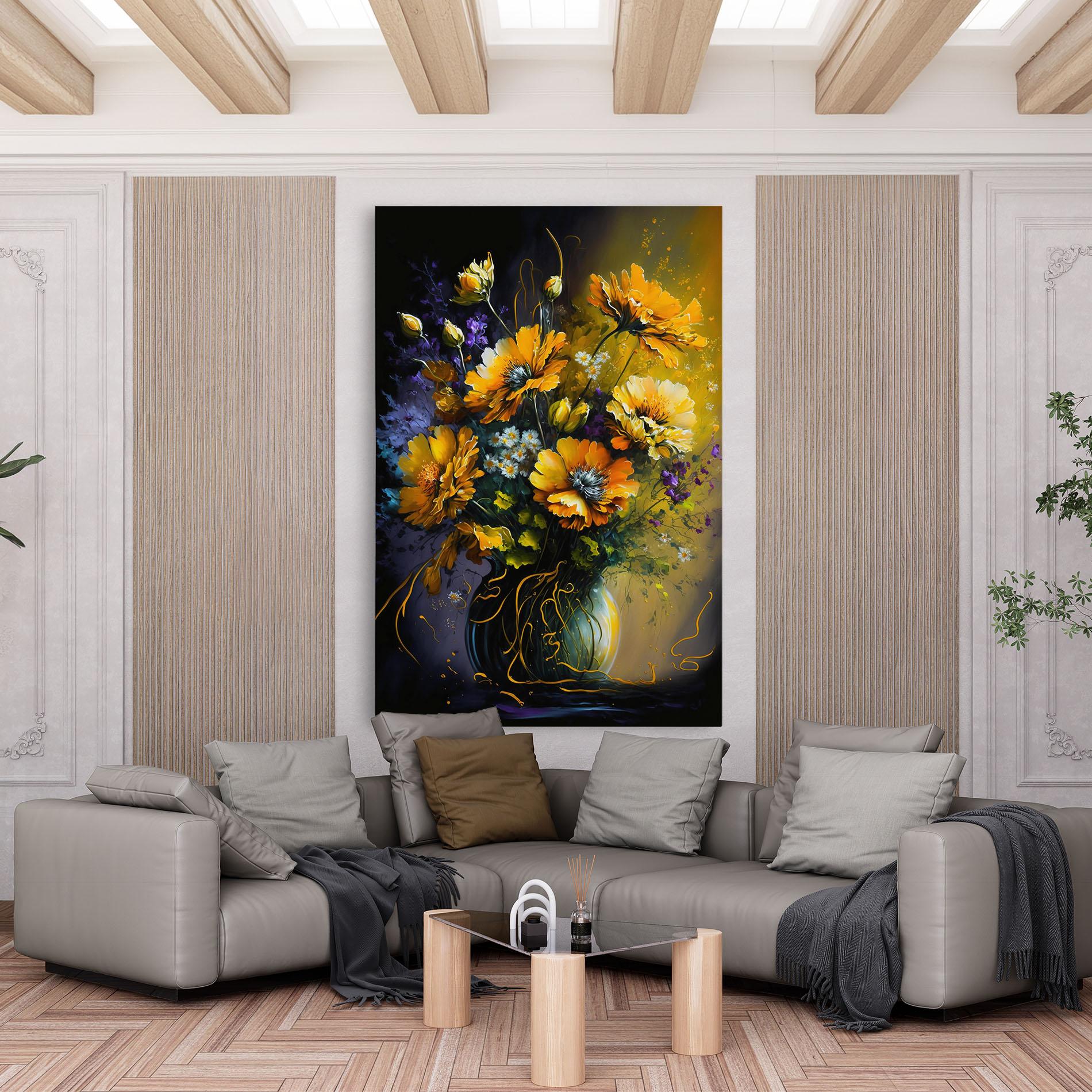 Vászonkép Yellow Flower Art Vase mockup 6