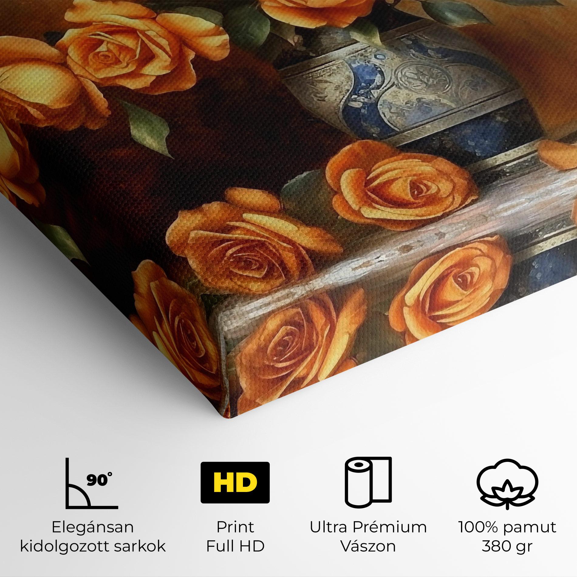 Vászonkép Pretty Orange Rose Vase mockup 4