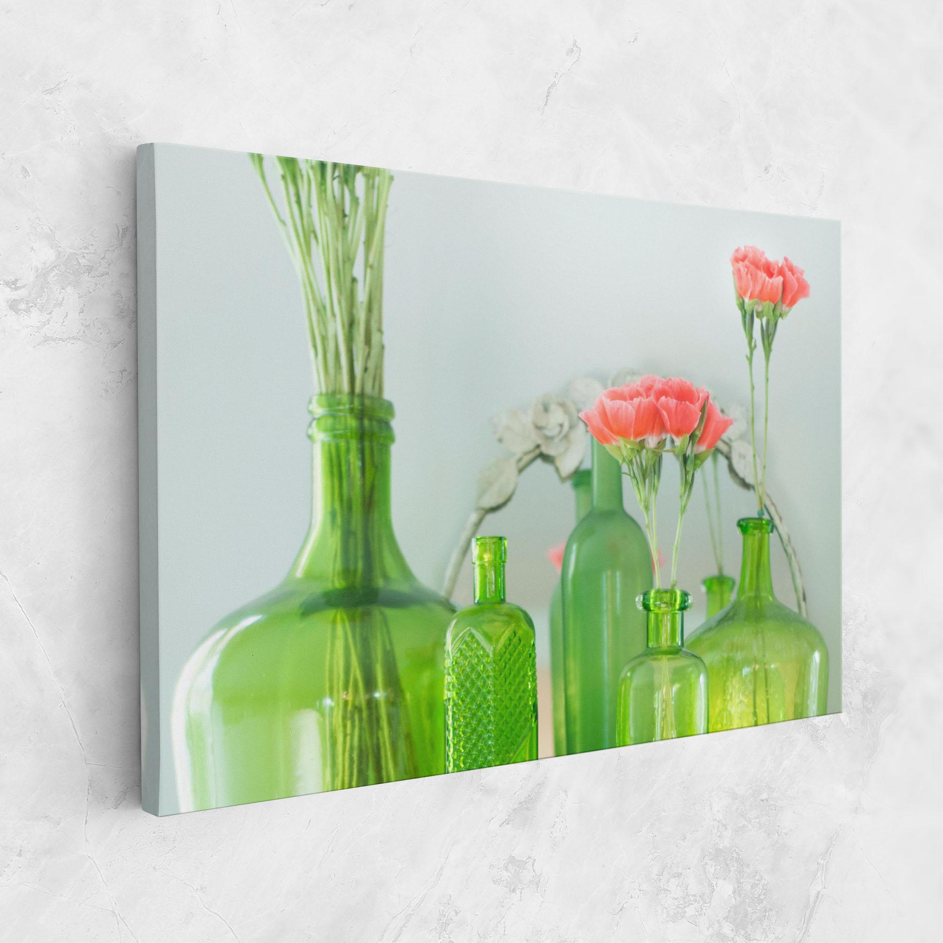 Vászonkép Green Vase Flowers mockup 1