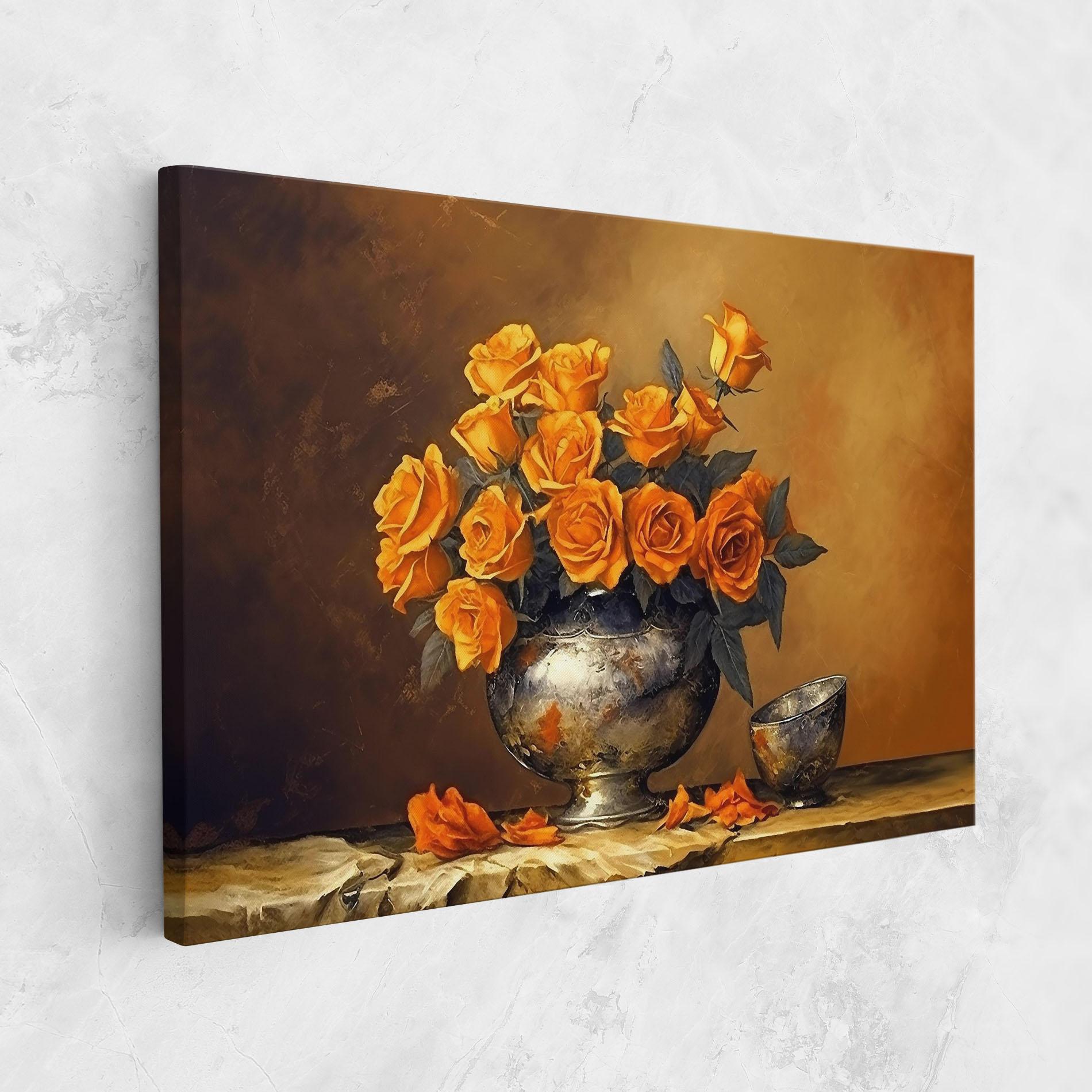 Vászonkép Orange Rose Vase mockup 1