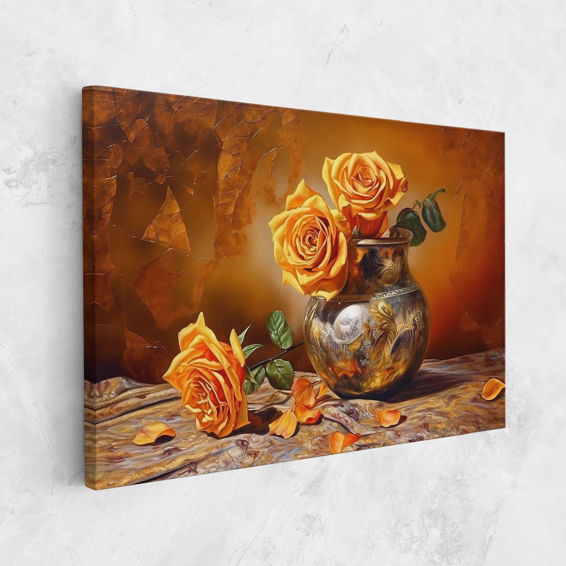Vászonkép Orange Roses Vase mockup 1