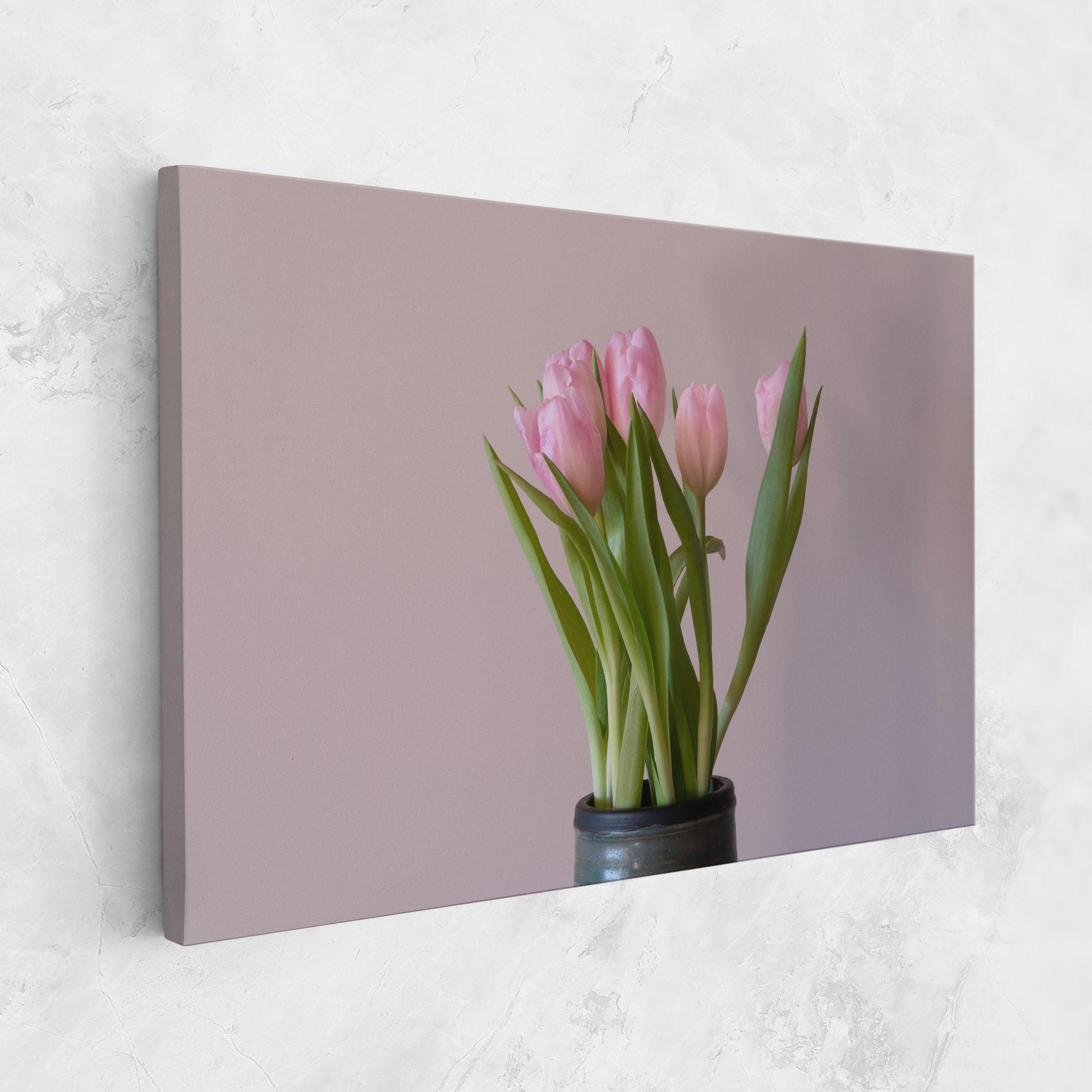 Vászonkép Pink Tulips Vase mockup 1