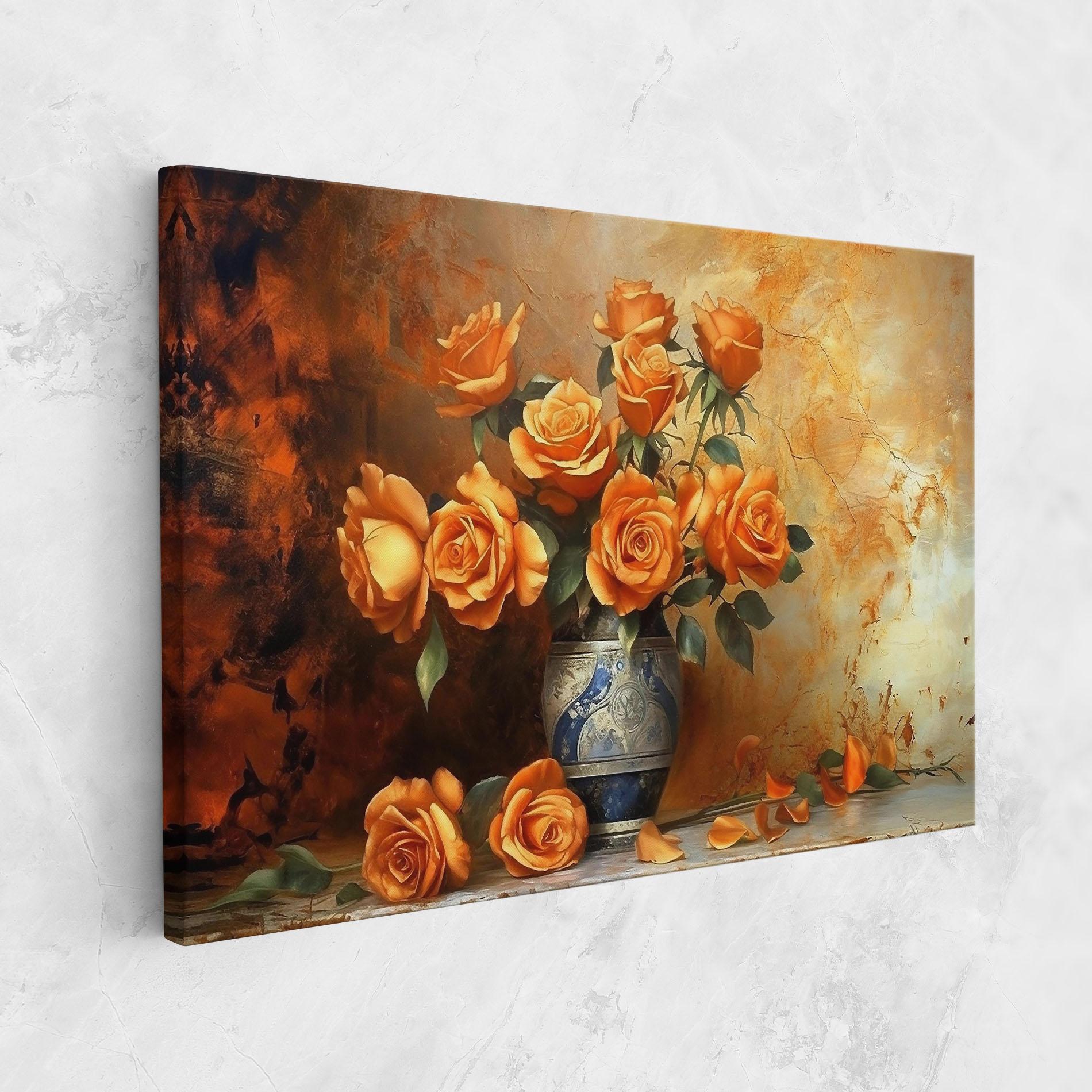 Vászonkép Pretty Orange Rose Vase mockup 1