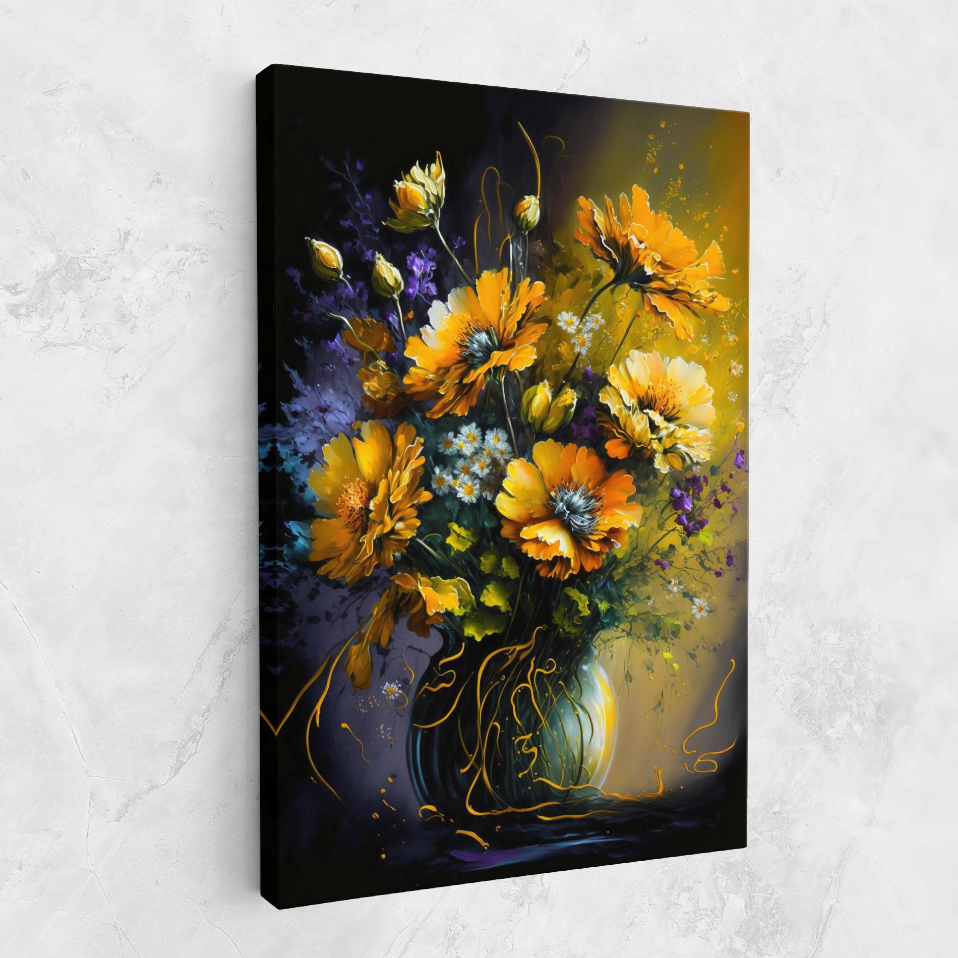 Vászonkép Yellow Flower Art Vase mockup 1
