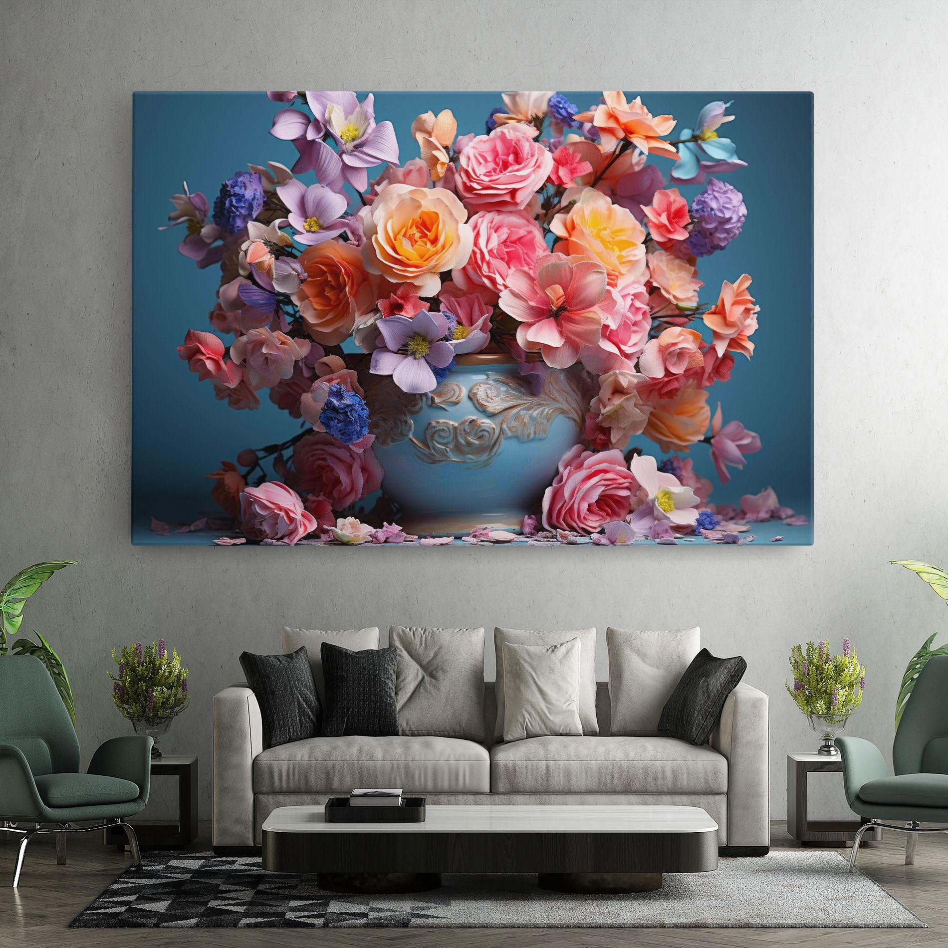 Vászonkép Blue Vase Flowers mockup 7