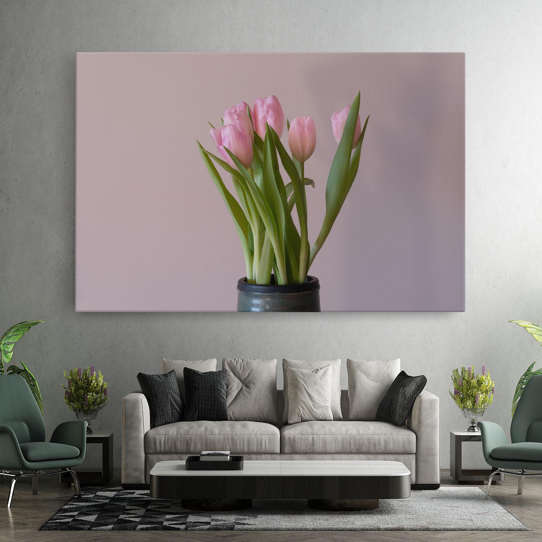 Vászonkép Pink Tulips Vase mockup 7