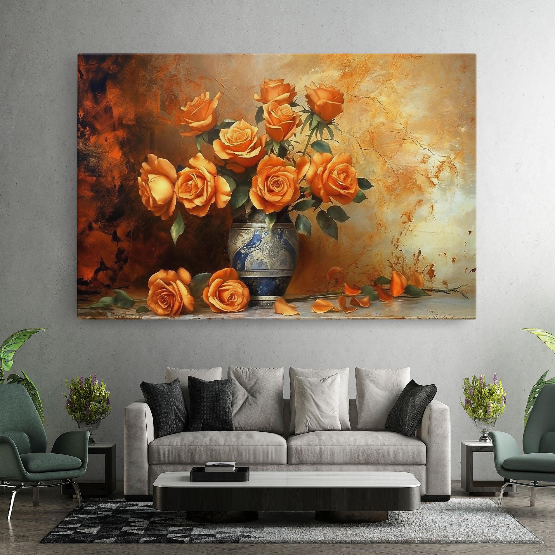 Vászonkép Pretty Orange Rose Vase mockup 7
