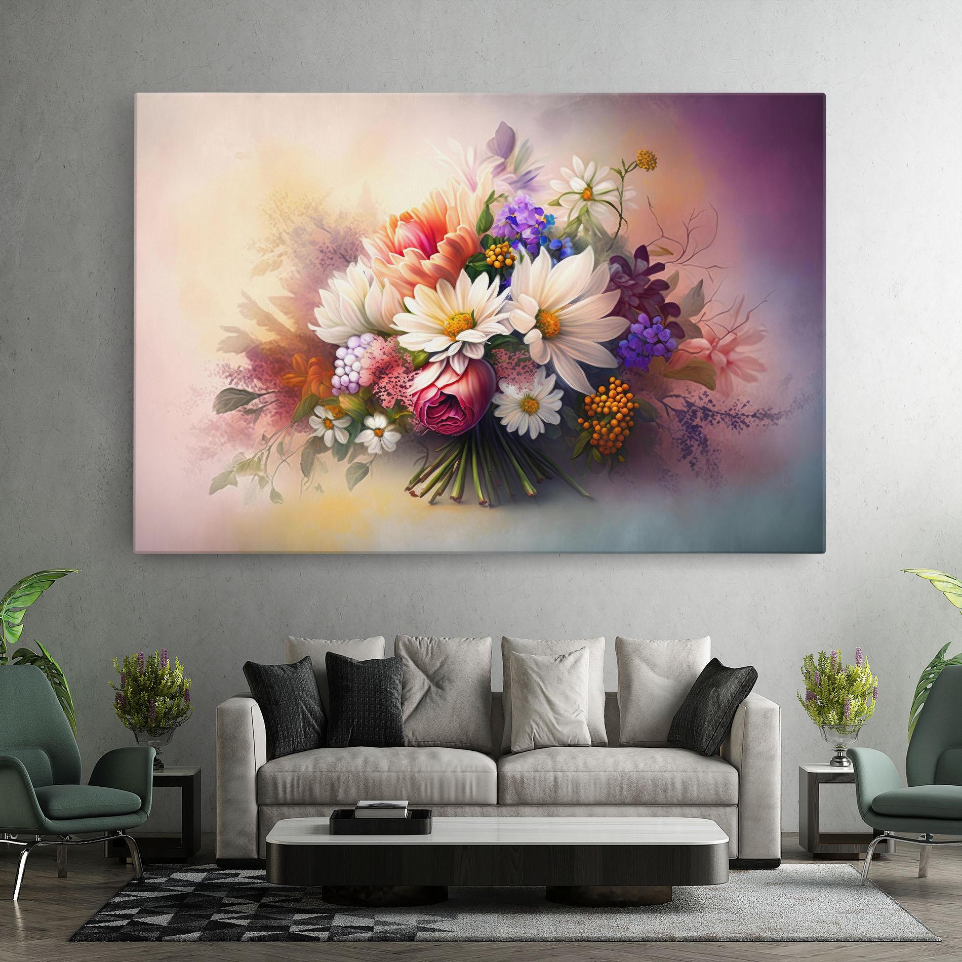 Vászonkép Vecteezy_ai Generated Bouquet Of Fresh Spring Flowers On Light_23373362_865 mockup 7