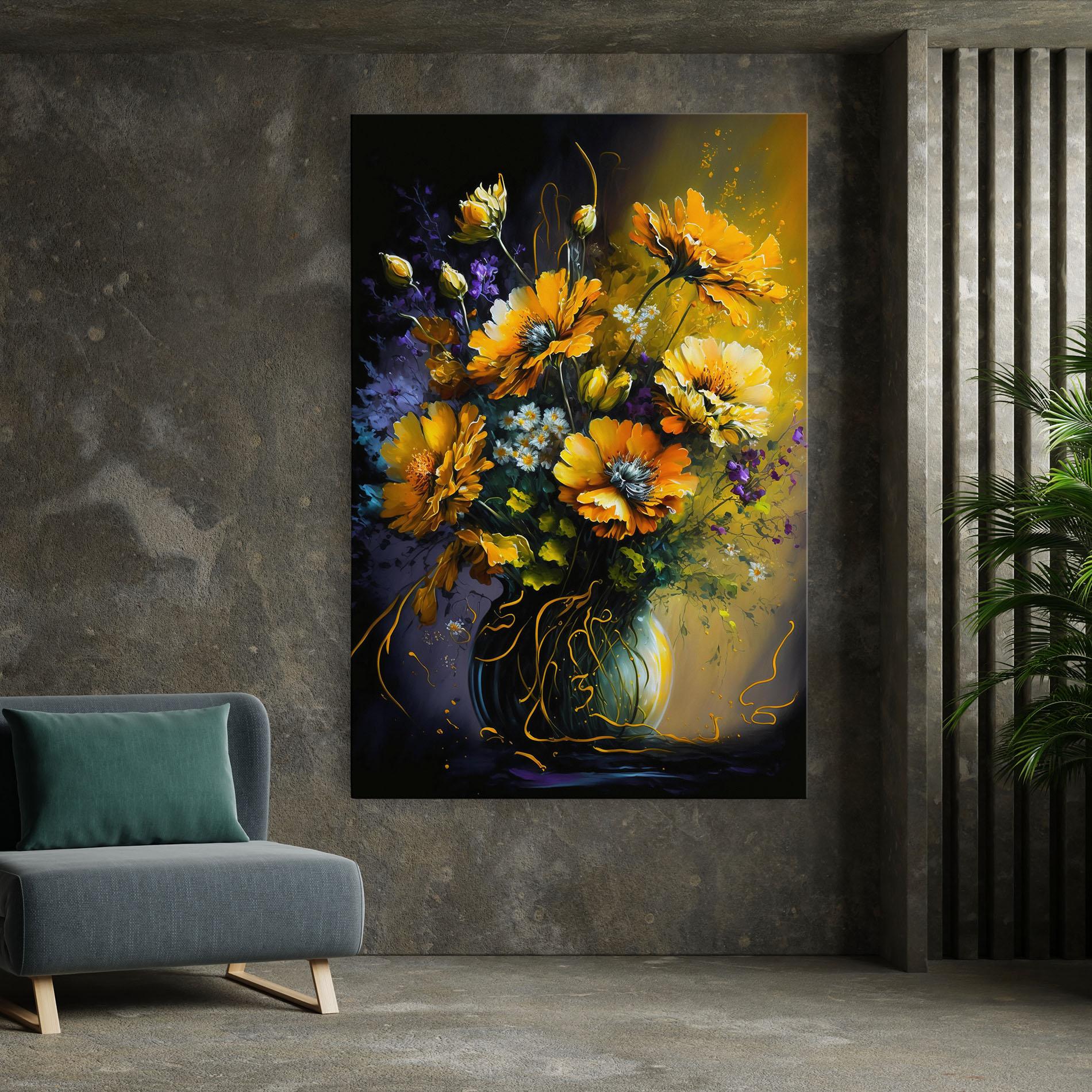 Vászonkép Yellow Flower Art Vase mockup 7