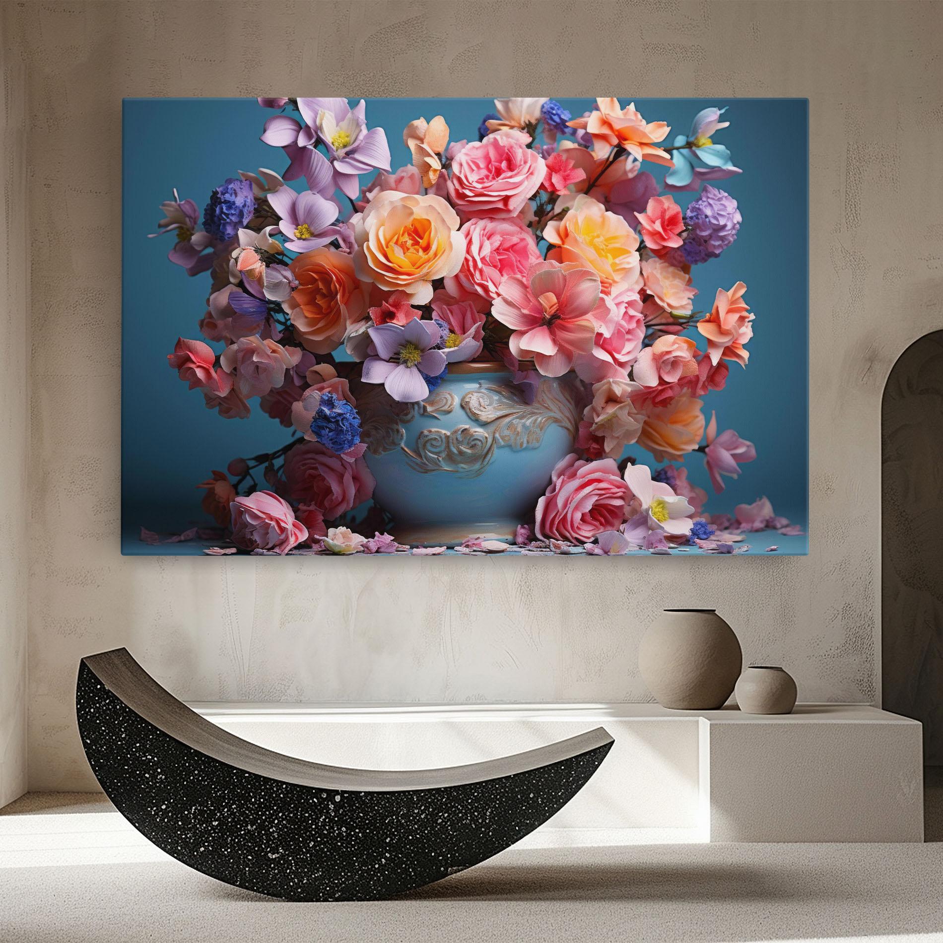 Vászonkép Blue Vase Flowers mockup 8