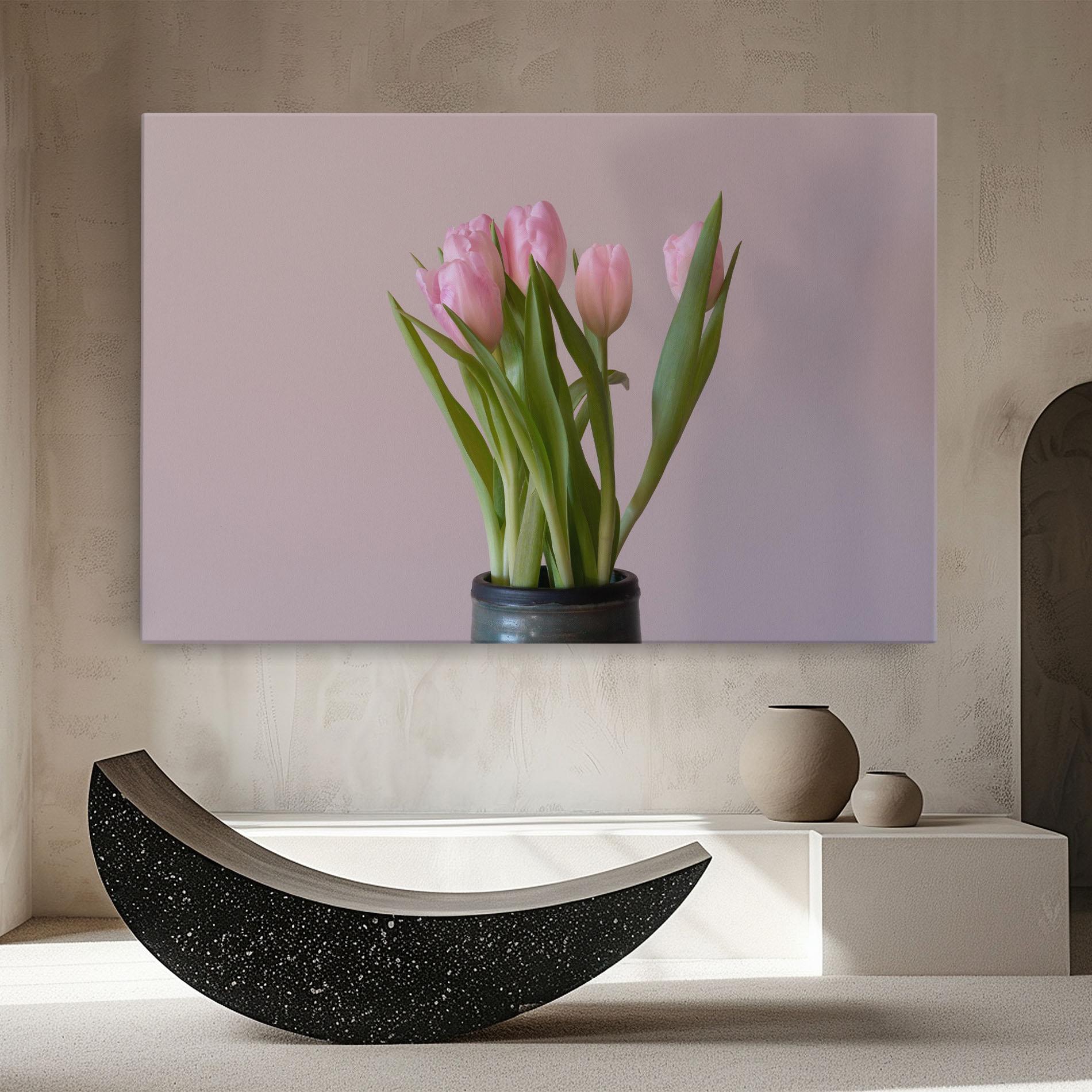 Vászonkép Pink Tulips Vase mockup 8