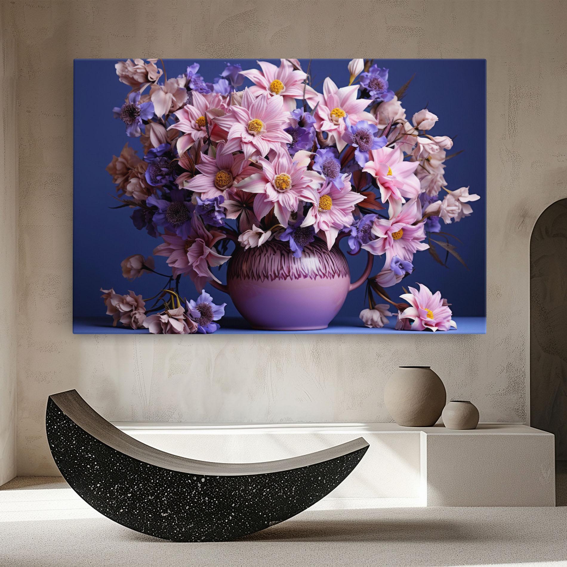 Vászonkép Purple Vase Flowers mockup 8