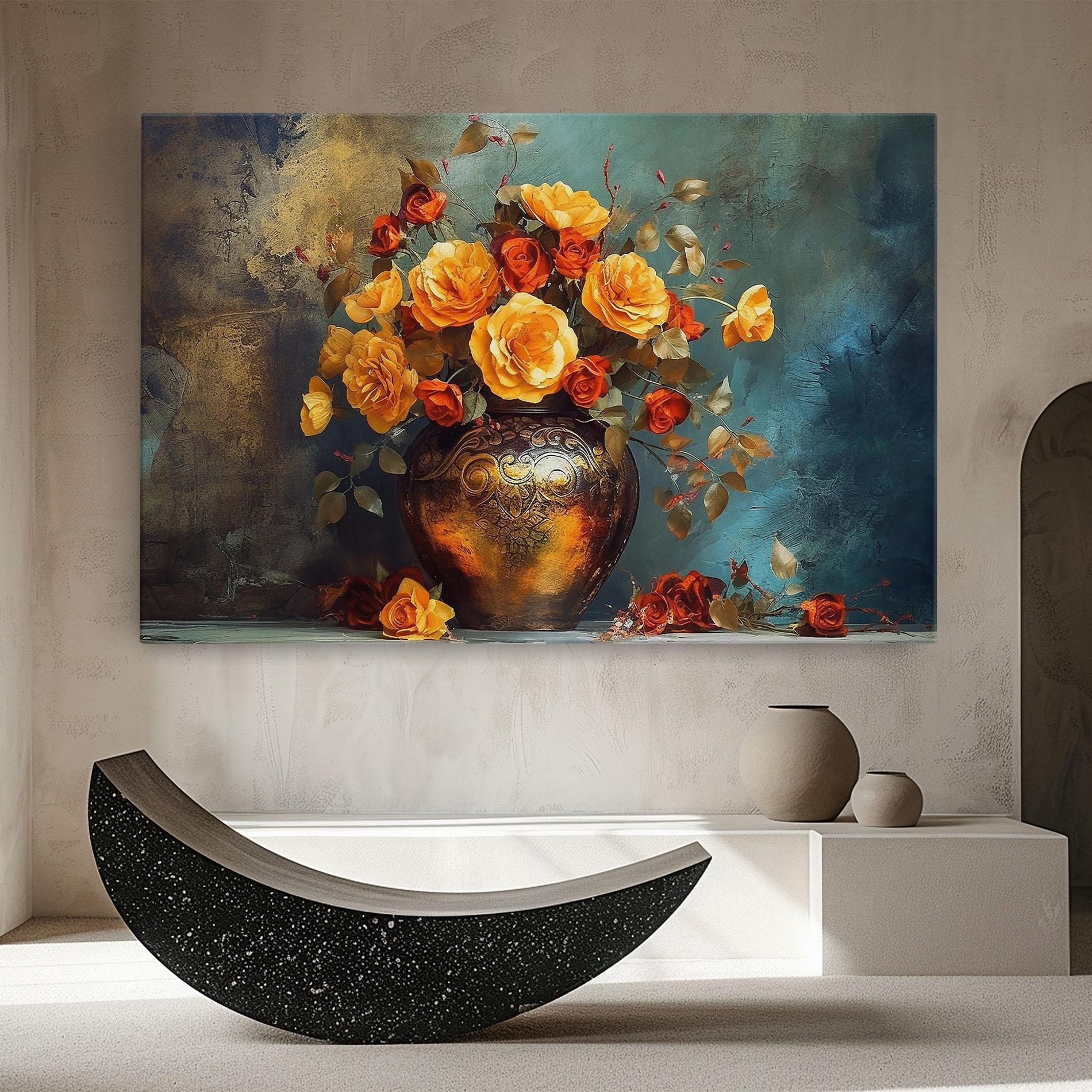 Vászonkép Red Orange Flower Vase mockup 8