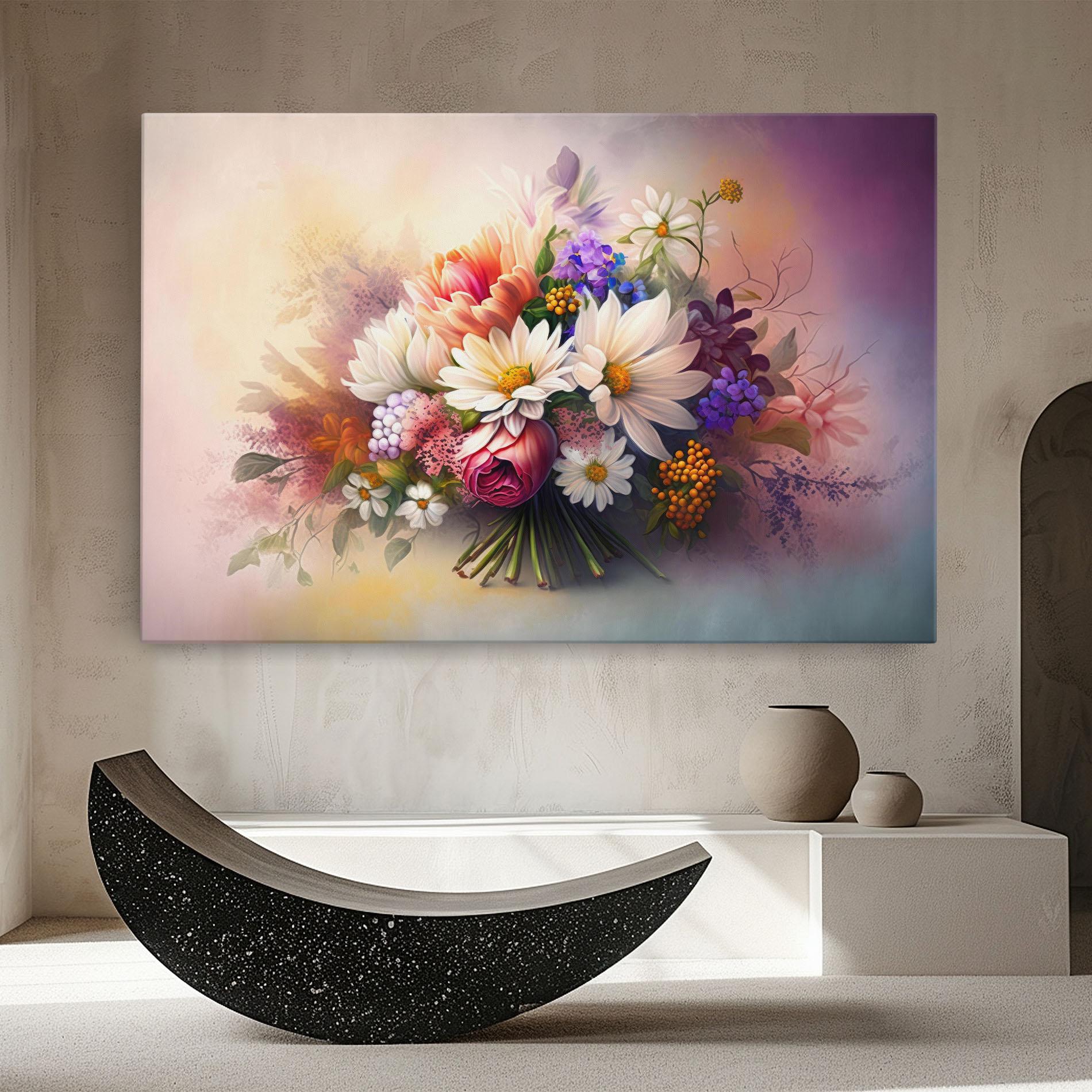 Vászonkép Vecteezy_ai Generated Bouquet Of Fresh Spring Flowers On Light_23373362_865 mockup 8